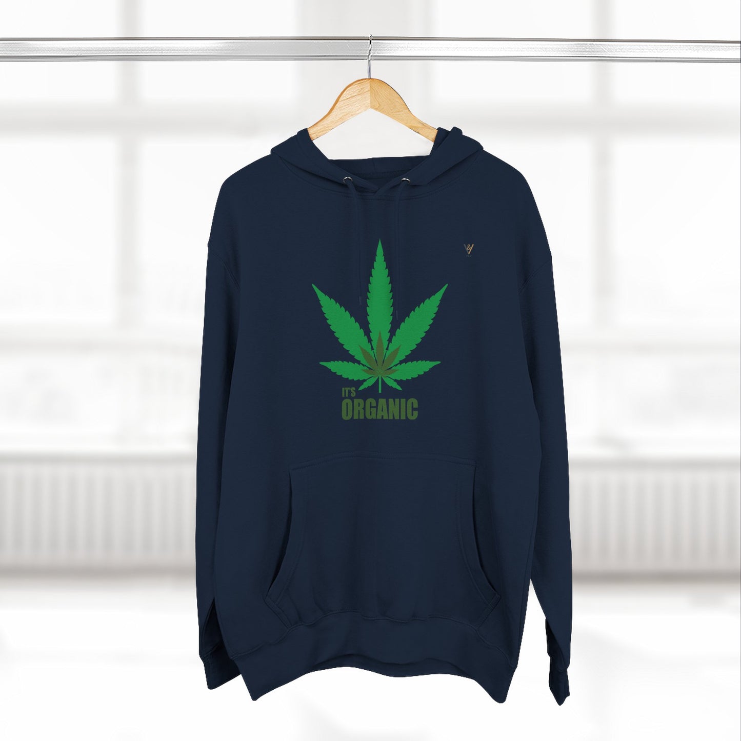 Organic Hemp Leaf Fleece Hoodie - Eco-Friendly Cannabis Apparel