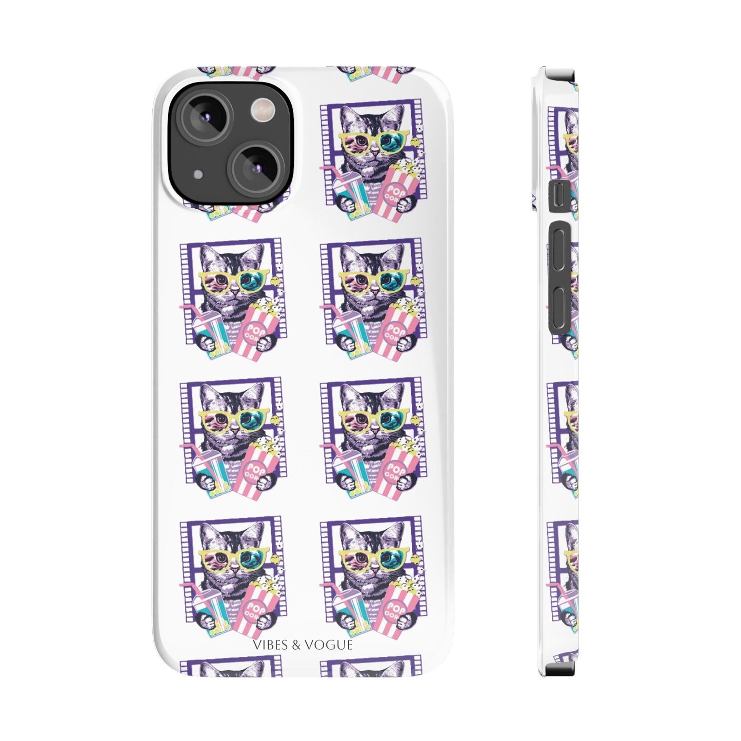 Cat Lover's Slim Phone Cases, Cute Cat Phone Covers, Pet-Themed Accessories, Gifts for Cat Lovers, Vibrant Patterned Cases