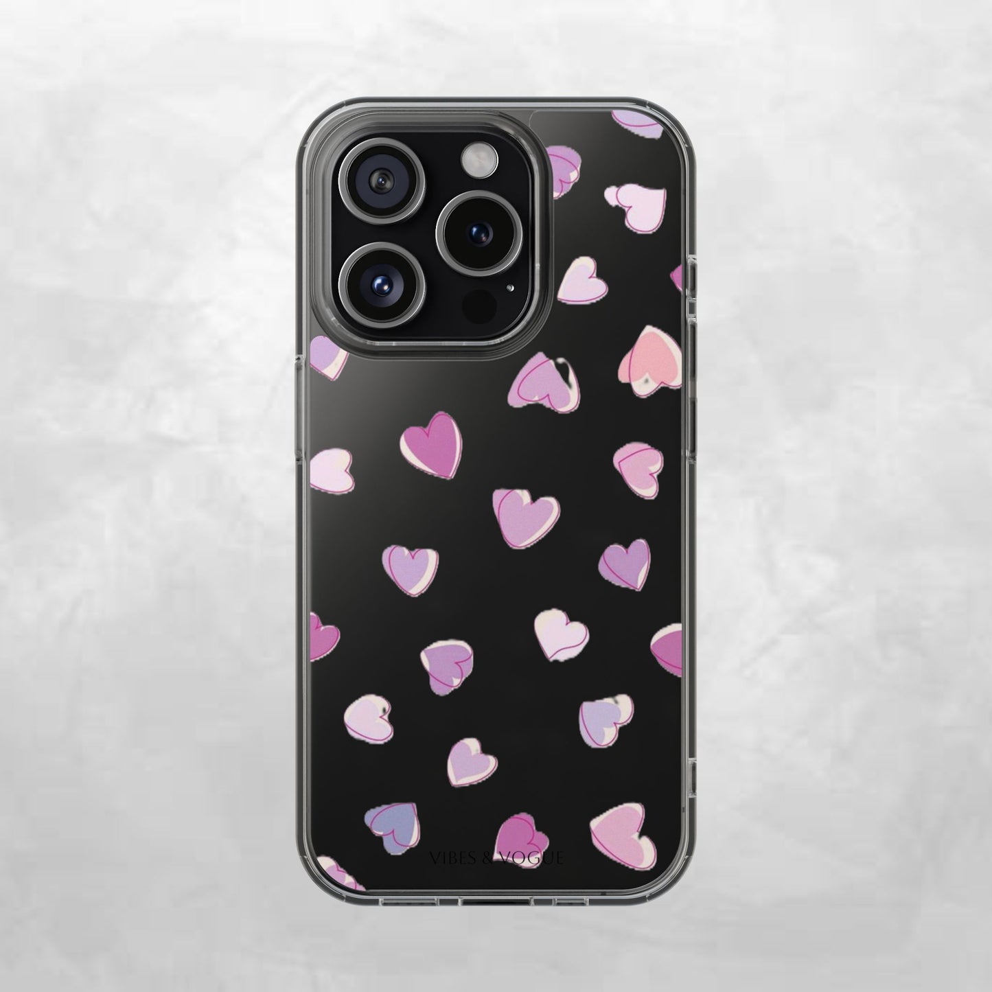 Heart Pattern Clear Case, Cute Phone Cover, Valentine's Day Gift, Trendy Phone Accessory, Love Theme Case