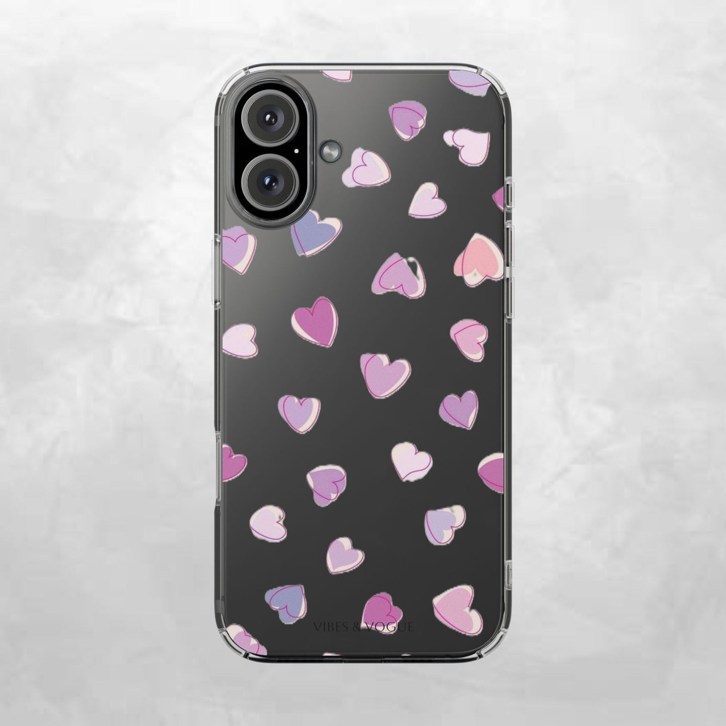 Heart Pattern Clear Case, Cute Phone Cover, Valentine's Day Gift, Trendy Phone Accessory, Love Theme Case