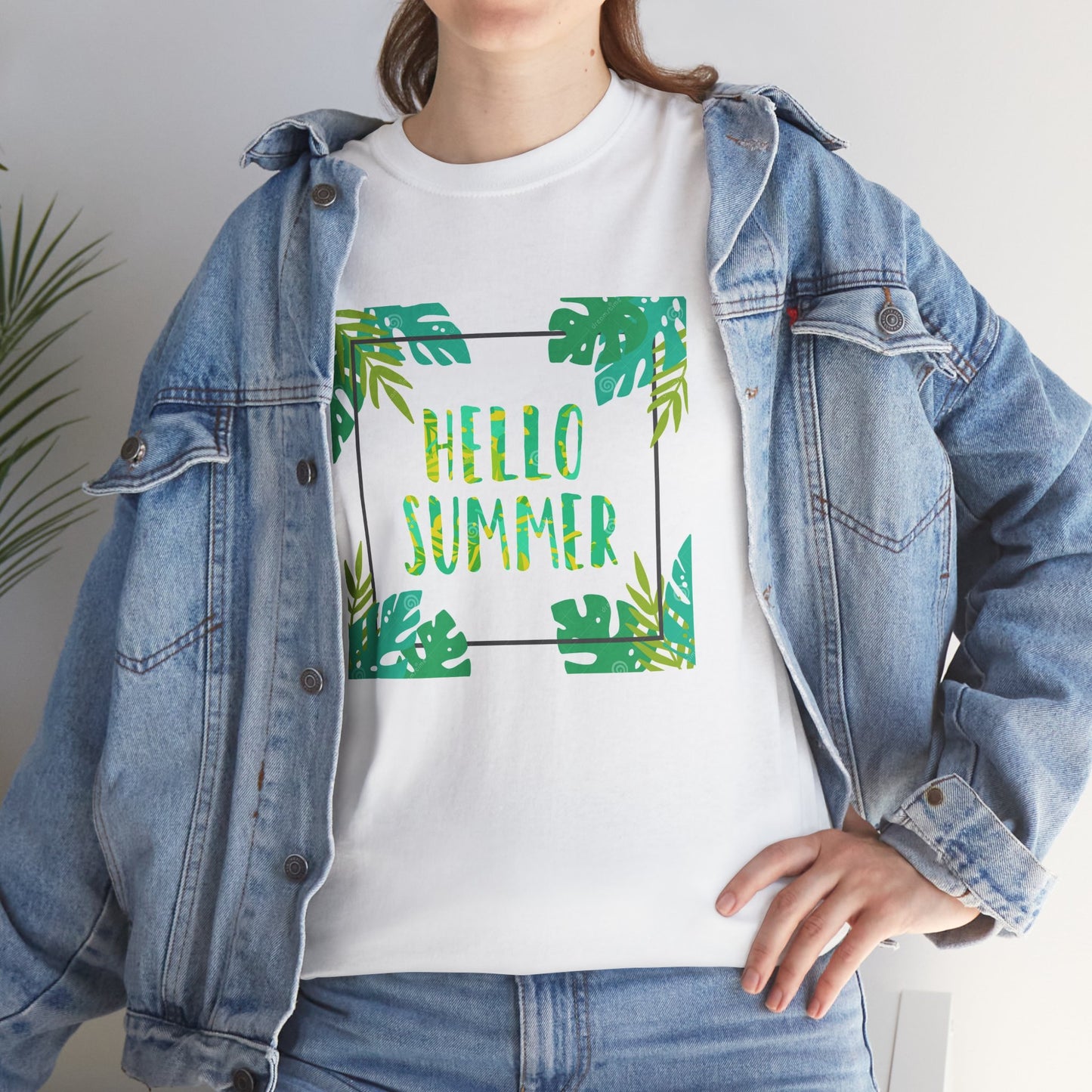 Hello Summer Unisex Heavy Cotton Tee – Tropical Vibe Summer Shirt