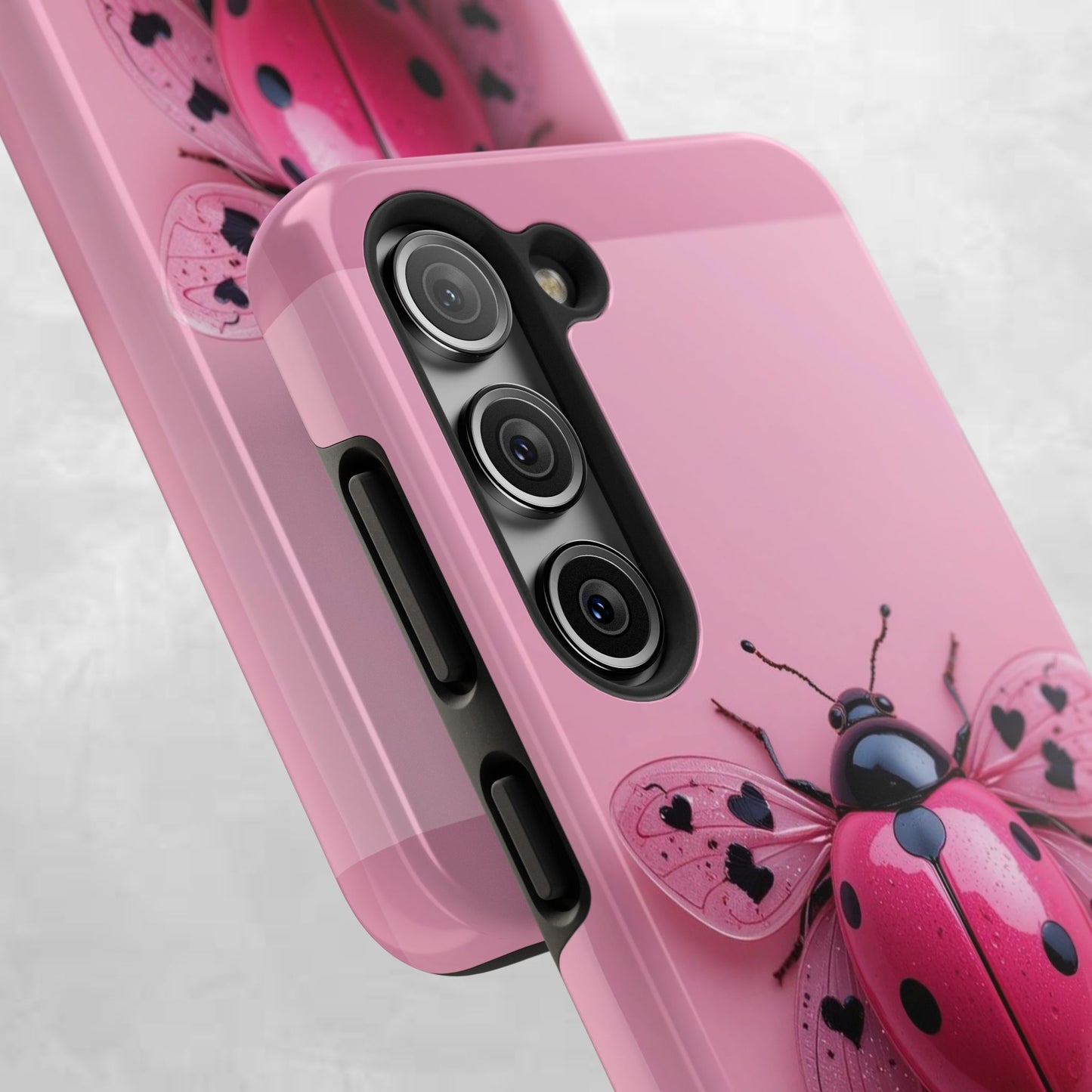 Pink Ladybug Tough Phone Case, Cute Phone Cover, Bug Lover Gift, Durable Smartphone Shell, Protective Tech Accessory