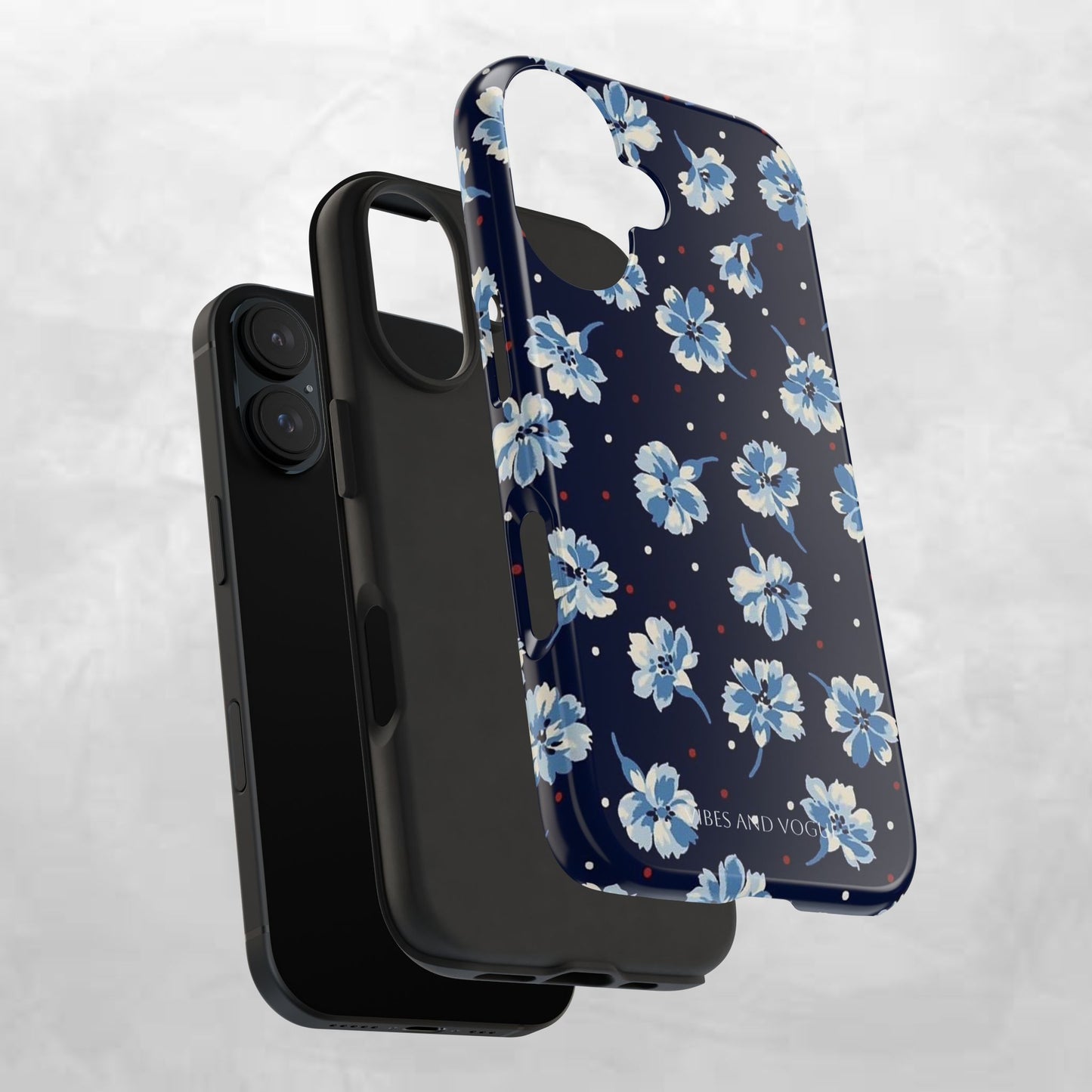 Floral Navy Tough Phone Case — Blue Blossom Protective Phone Cover