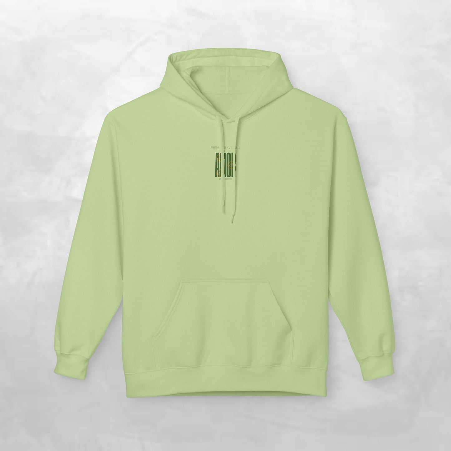 Amor Graphic Hoodie — Green Vintage Script Love Design