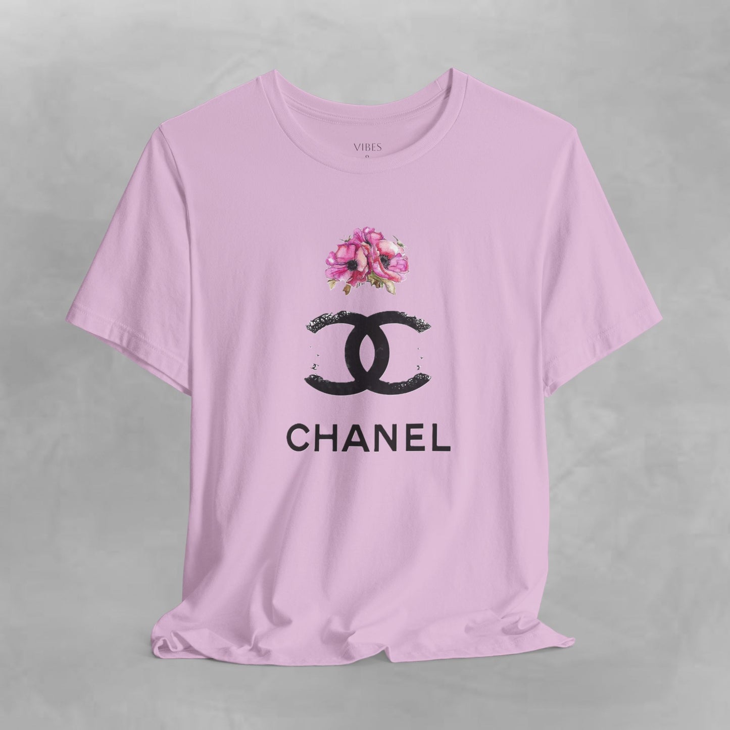 Chic Floral Logo Tee | Stylish Unisex Jersey Short Sleeve T-Shirt, Fashion Tee, Luxury Aesthetic, Gift for Her, Casual Wear, Trendy Apparel