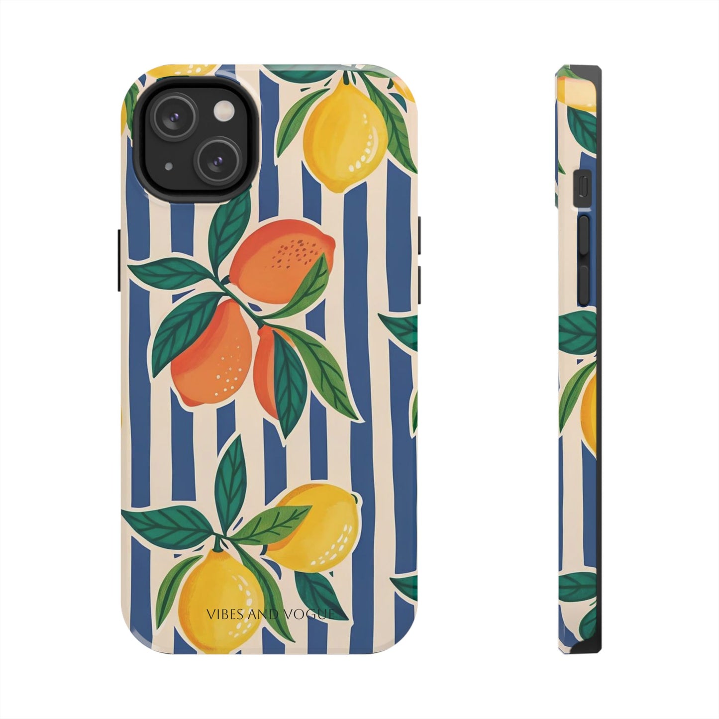 Lemon & Orange Stripe Tough Phone Case — Vibrant Citrus Pattern Protective Cover