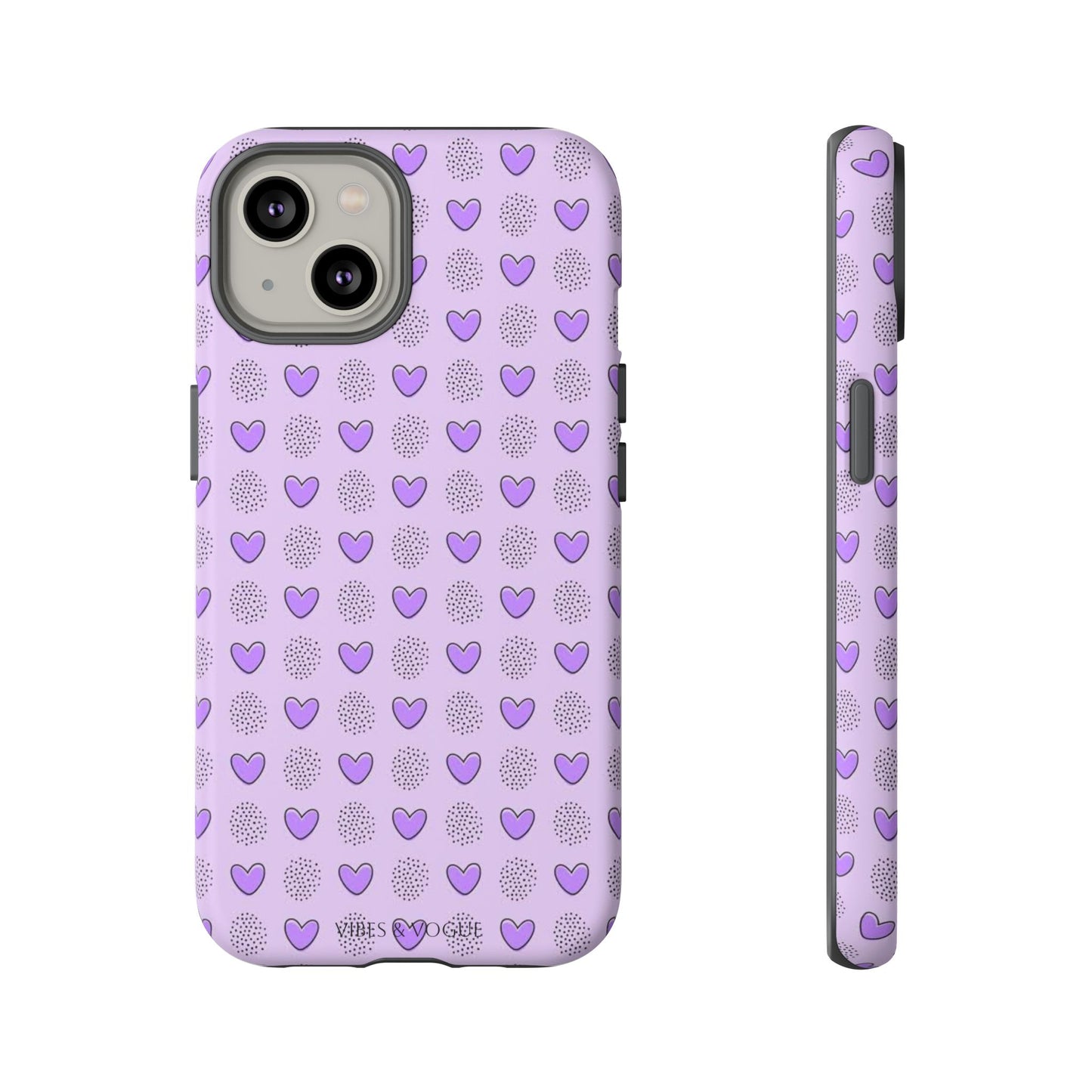 Purple Heart Pattern Phone Case - Tough Cases for a Stylish & Protective Vibe