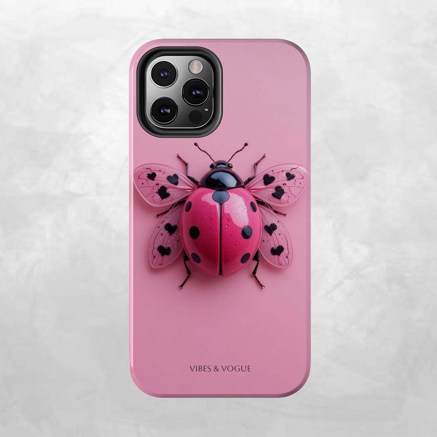 Pink Ladybug Tough Phone Case, Cute Phone Cover, Bug Lover Gift, Durable Smartphone Shell, Protective Tech Accessory