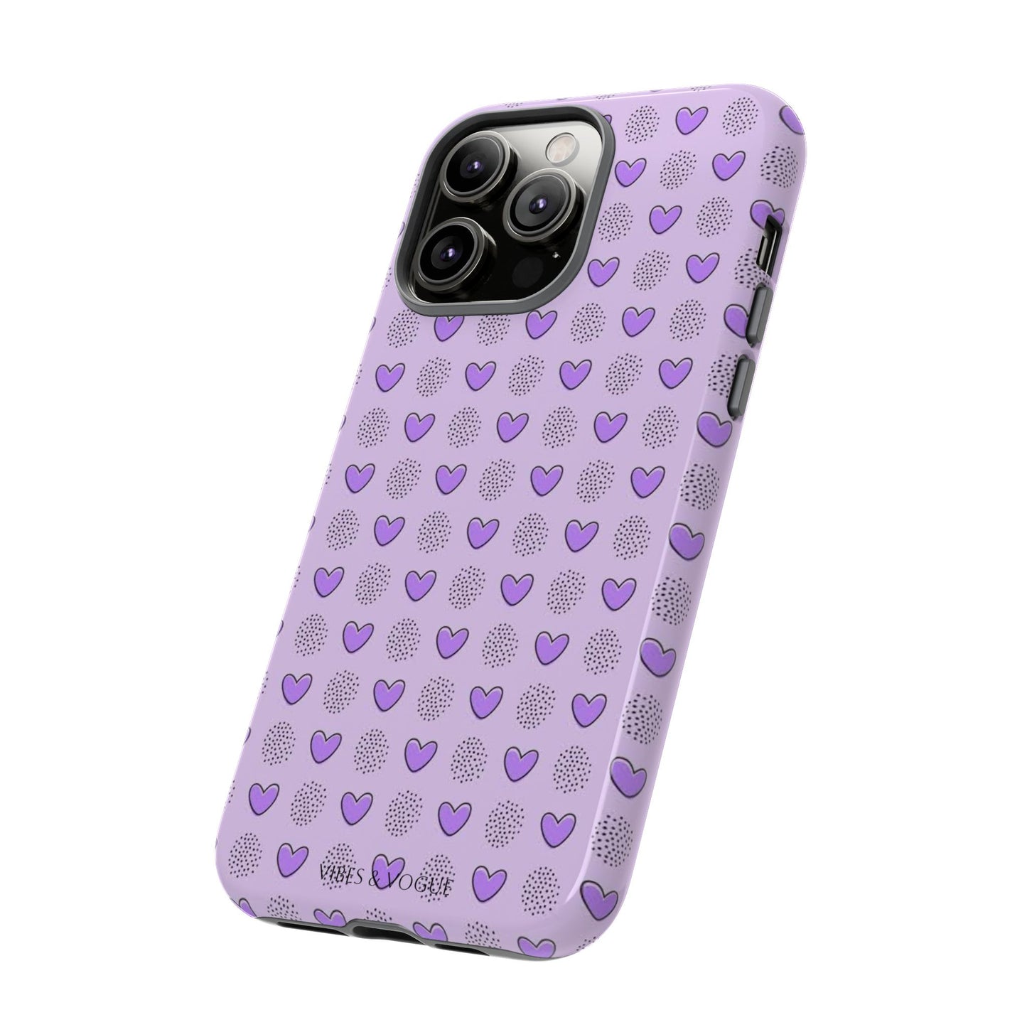 Purple Heart Pattern Phone Case - Tough Cases for a Stylish & Protective Vibe