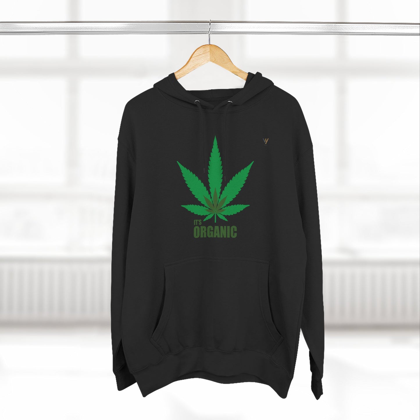 Organic Hemp Leaf Fleece Hoodie - Eco-Friendly Cannabis Apparel