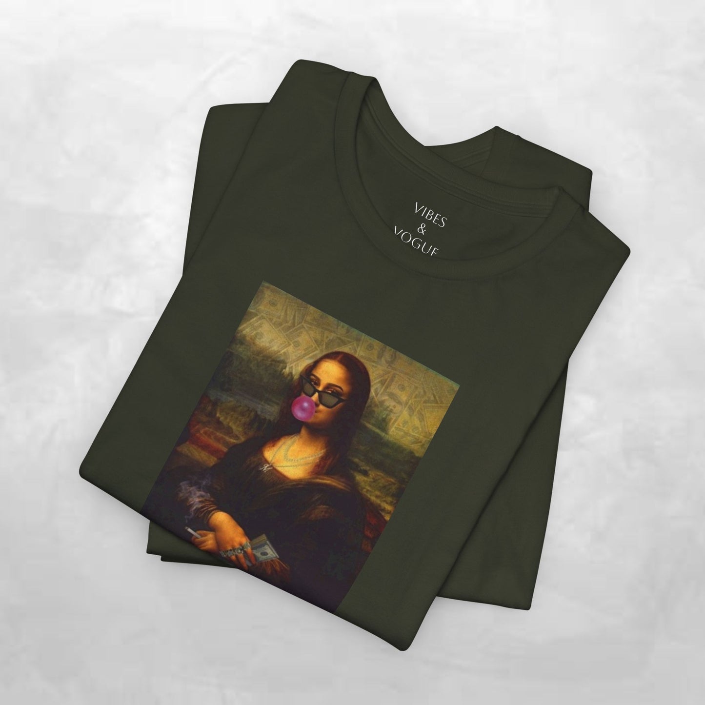 Mona Lisa Fun Tee, Artistic Short Sleeve Tee, Unique Graphic T-Shirt, Trendy Art Shirt, Gift for Art Lovers