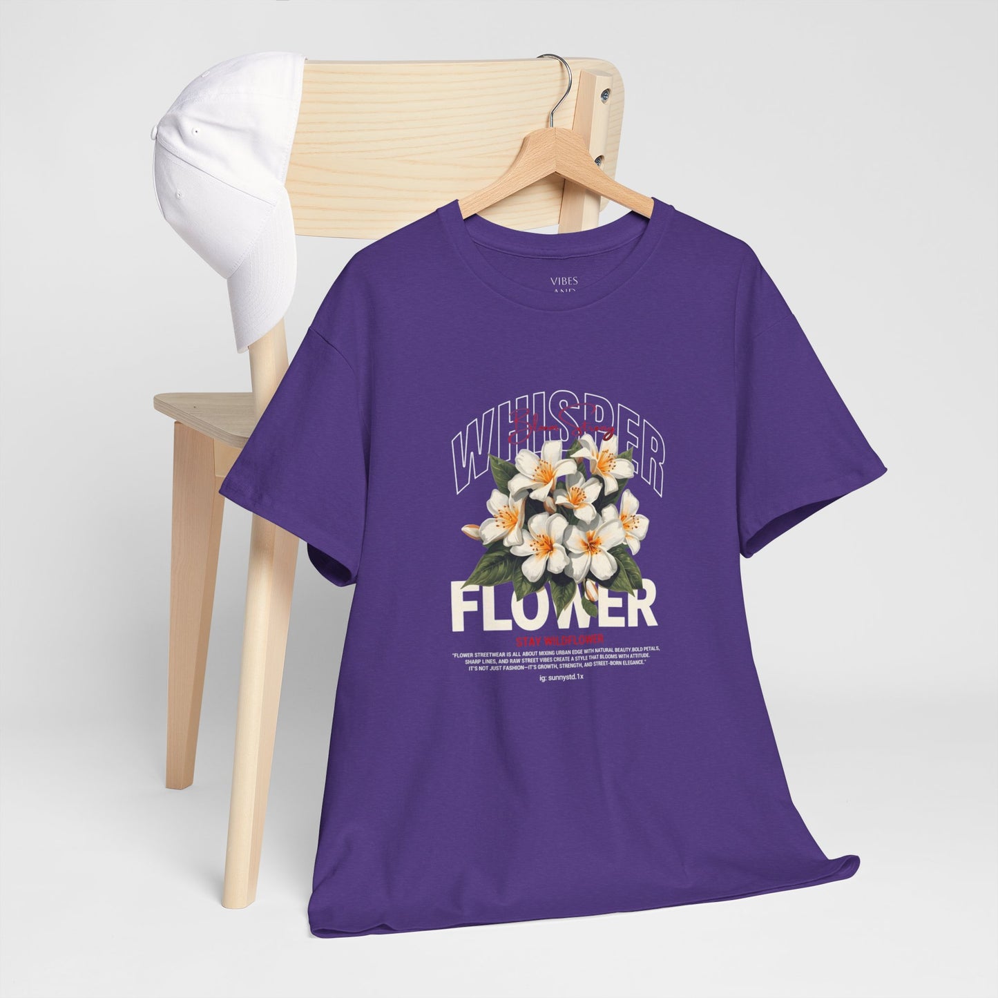 Floral "Whisper Flower" Graphic Tee — Vintage Plumeria Blossom Shirt