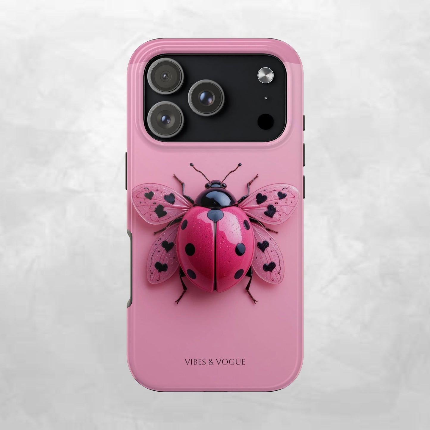 Pink Ladybug Tough Phone Case, Cute Phone Cover, Bug Lover Gift, Durable Smartphone Shell, Protective Tech Accessory