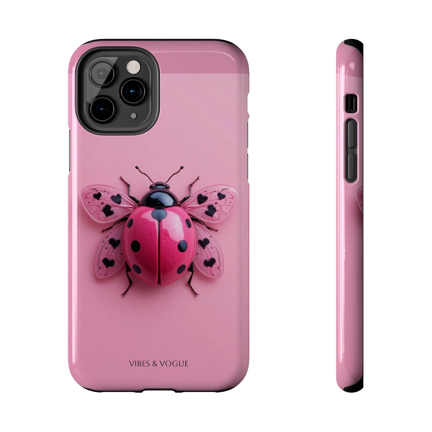 Pink Ladybug Tough Phone Case, Cute Phone Cover, Bug Lover Gift, Durable Smartphone Shell, Protective Tech Accessory