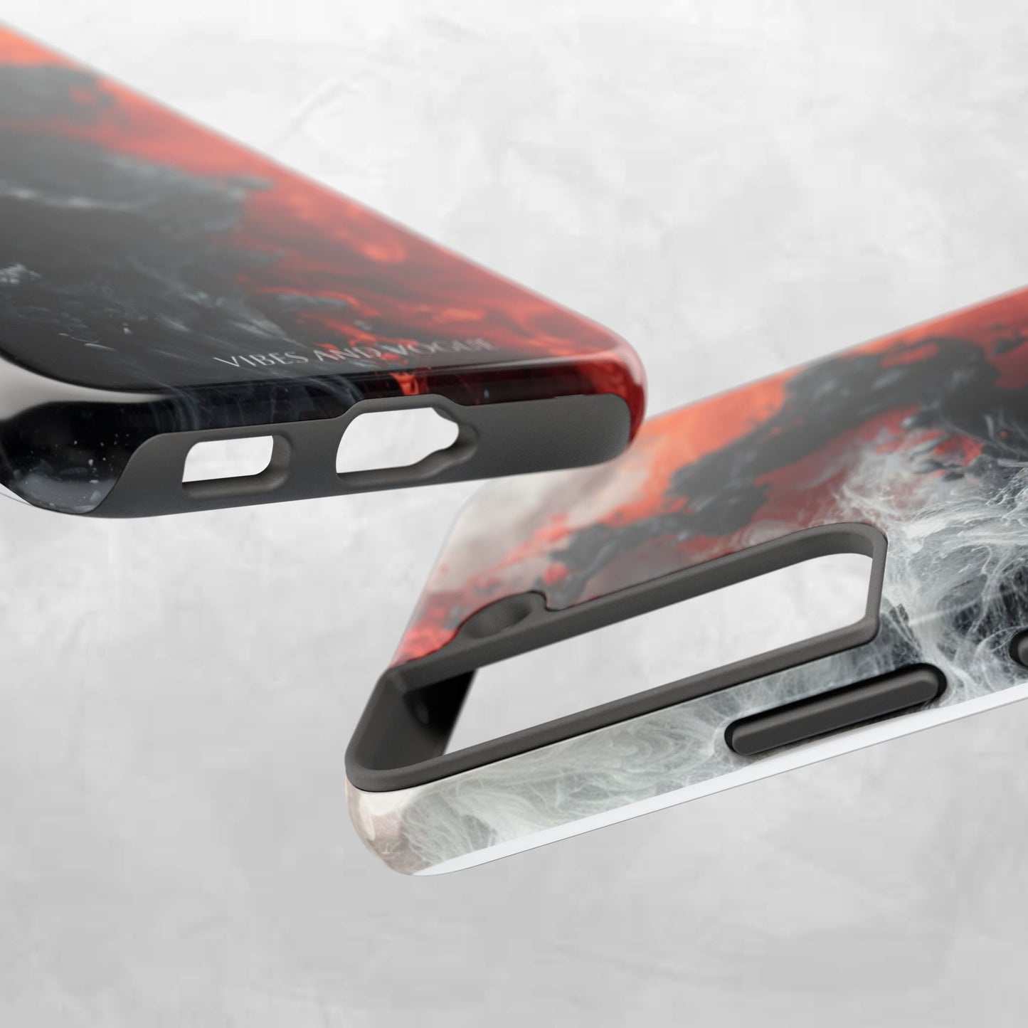 Abstract Red & Black Smoke Tough Phone Case — Vibes and Vogue Protective Cover