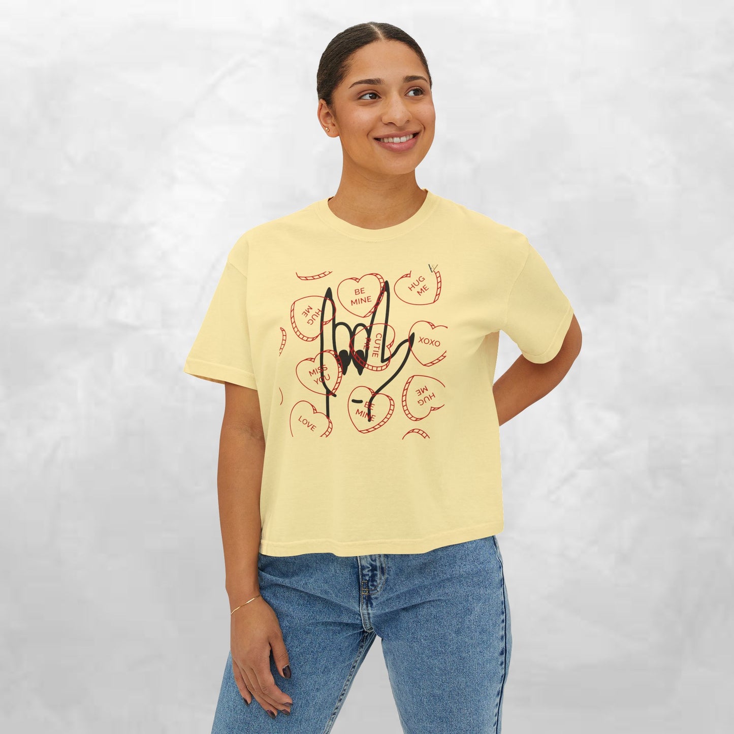 Women's Boxy Tee - Love You Graphic T-Shirt for Valentine's Day & Everyday Wear
