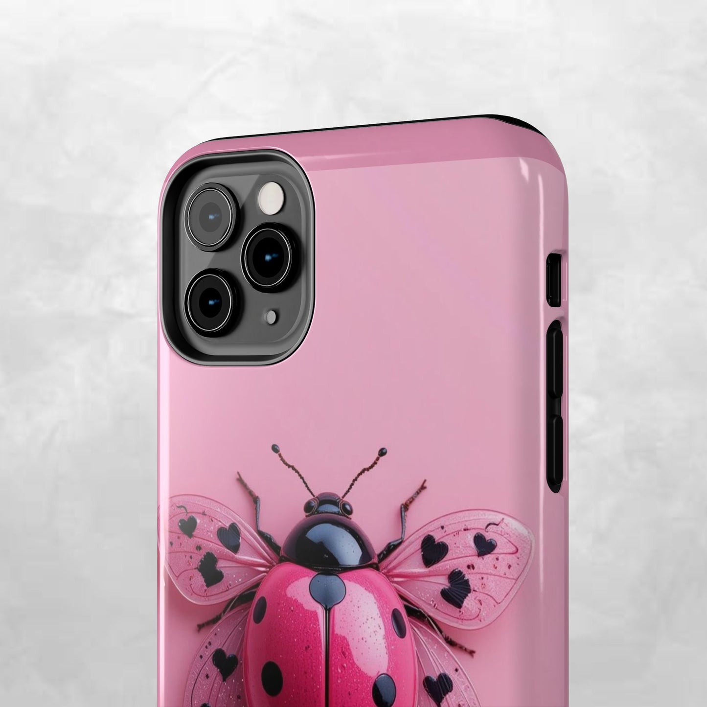 Pink Ladybug Tough Phone Case, Cute Phone Cover, Bug Lover Gift, Durable Smartphone Shell, Protective Tech Accessory