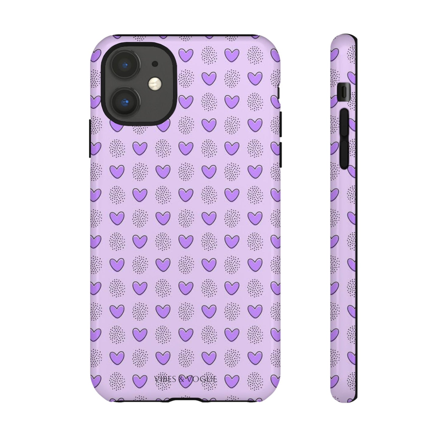 Purple Heart Pattern Phone Case - Tough Cases for a Stylish & Protective Vibe
