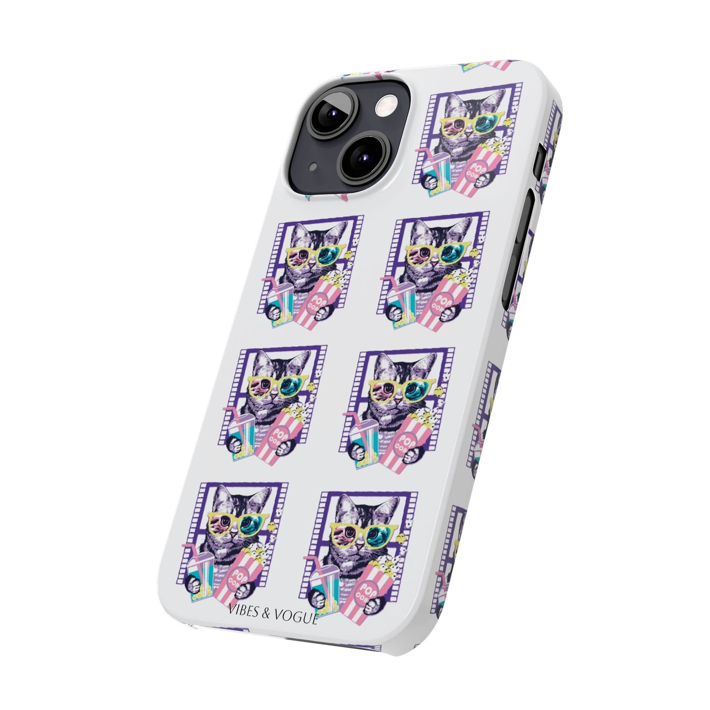 Cat Lover's Slim Phone Cases, Cute Cat Phone Covers, Pet-Themed Accessories, Gifts for Cat Lovers, Vibrant Patterned Cases