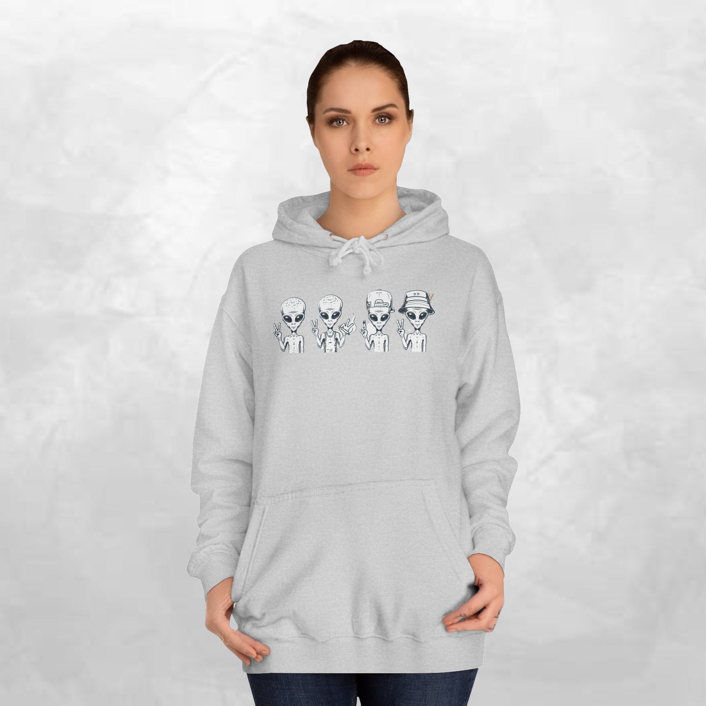 Retro Alien College Hoodie - Unisex Warm Sweatshirt for Campus Style