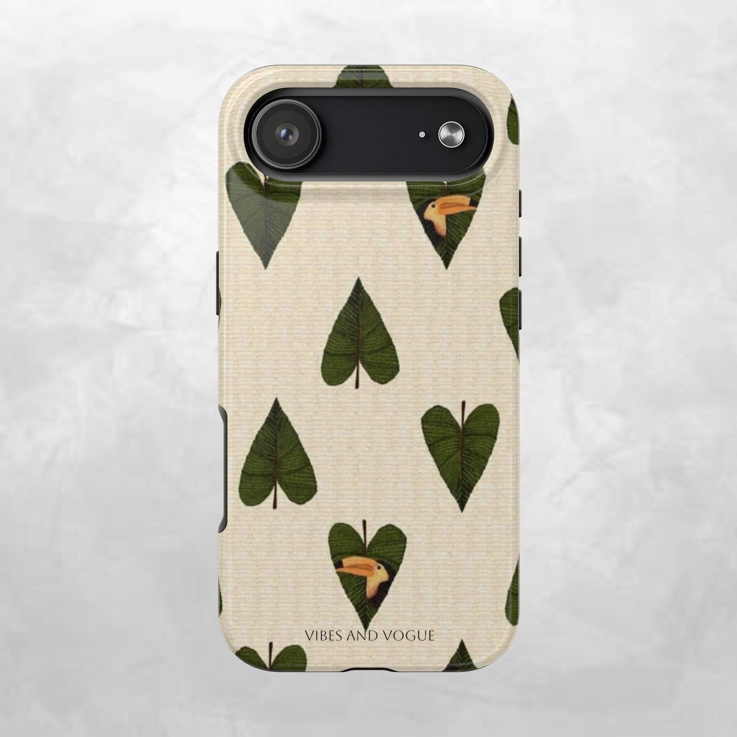 Tough Phone Case — Green Leaf Heart Pattern Tough Phone Case (Vibes and Vogue)