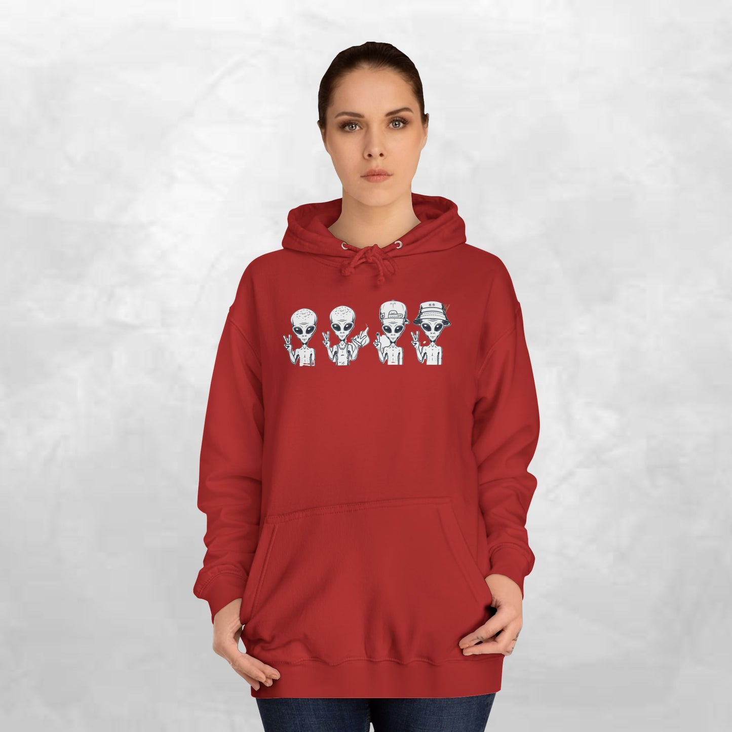 Retro Alien College Hoodie - Unisex Warm Sweatshirt for Campus Style