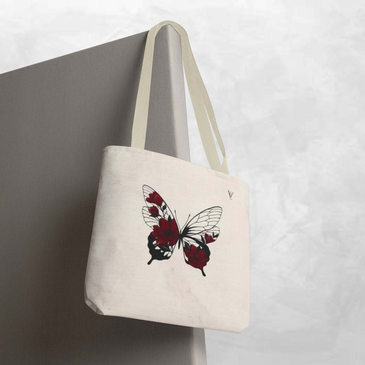 Butterfly Floral Tote Bag, Elegant Carry-All, Eco-Friendly Shopping Bag, Gift for Her, Boho Style