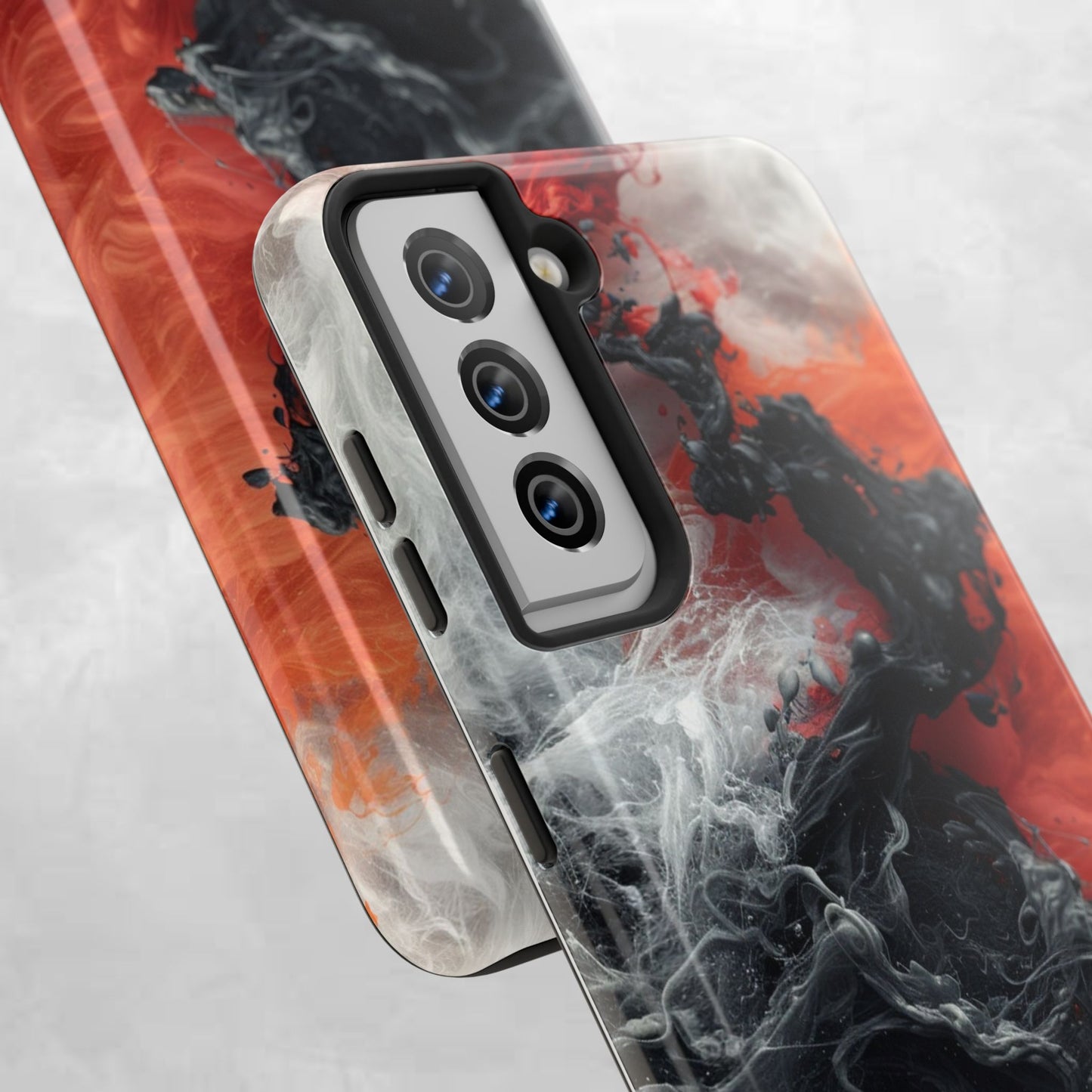 Abstract Red & Black Smoke Tough Phone Case — Vibes and Vogue Protective Cover