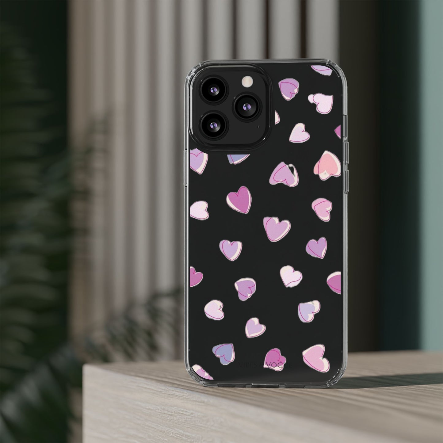 Heart Pattern Clear Case, Cute Phone Cover, Valentine's Day Gift, Trendy Phone Accessory, Love Theme Case