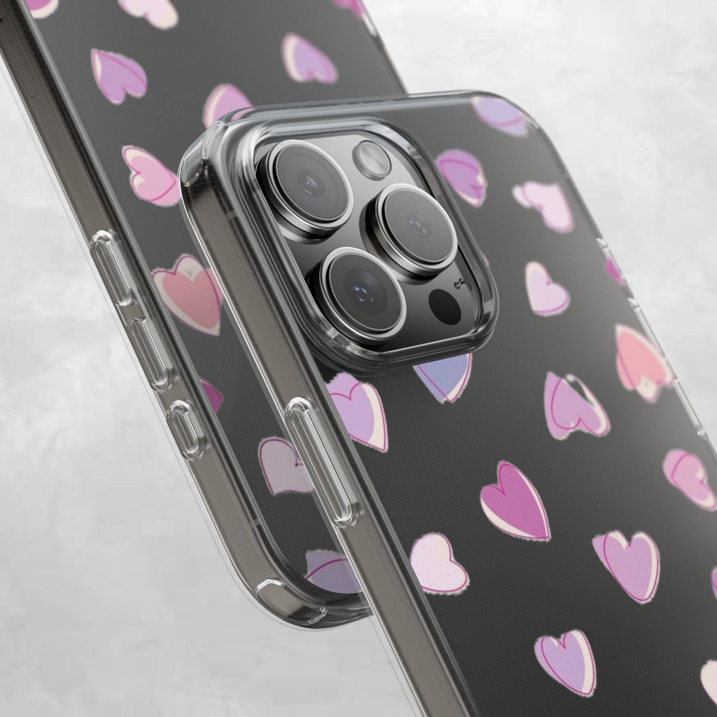 Heart Pattern Clear Case, Cute Phone Cover, Valentine's Day Gift, Trendy Phone Accessory, Love Theme Case