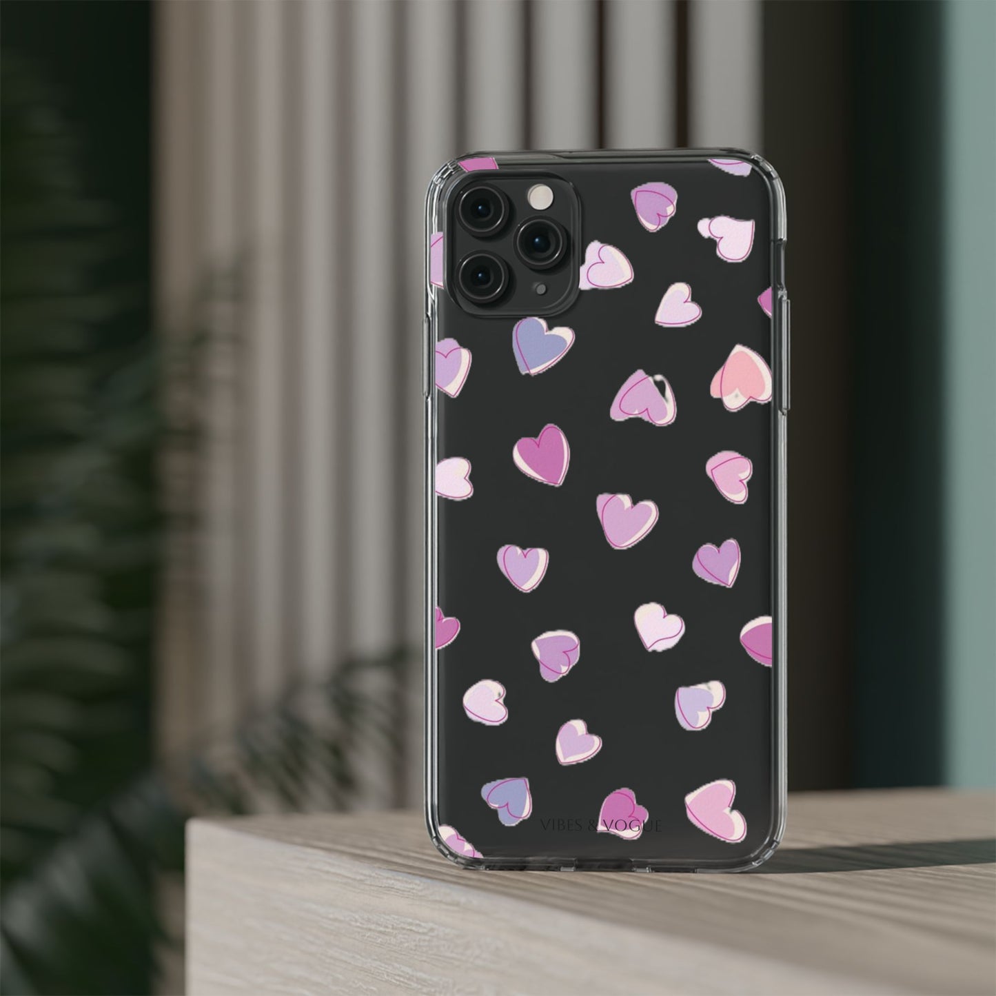 Heart Pattern Clear Case, Cute Phone Cover, Valentine's Day Gift, Trendy Phone Accessory, Love Theme Case