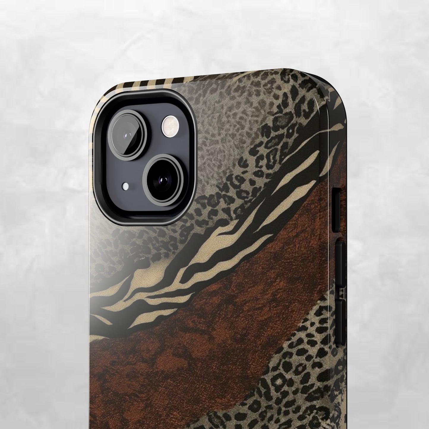 Safari Patchwork Tough Phone Case — Brown Leopard & Zebra Animal Print