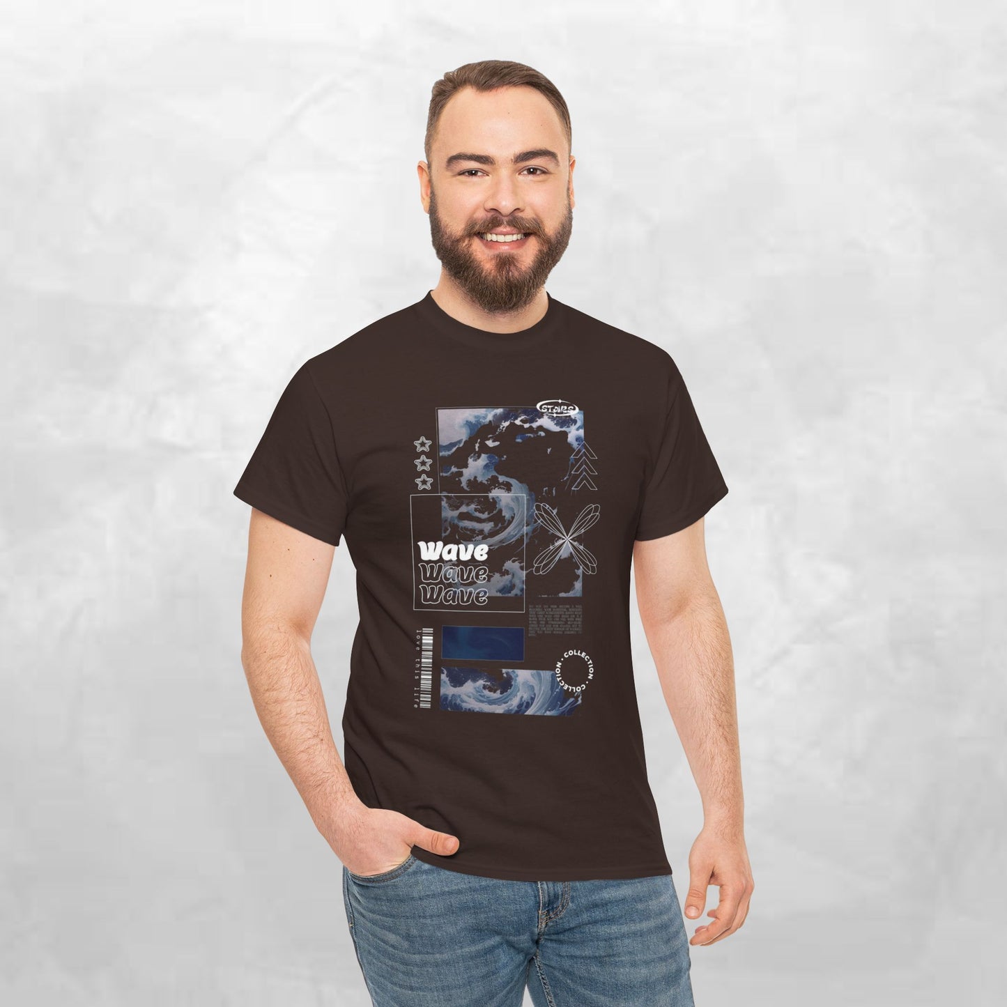 Wave Graphic Tee — Retro Surf Collage T-Shirt