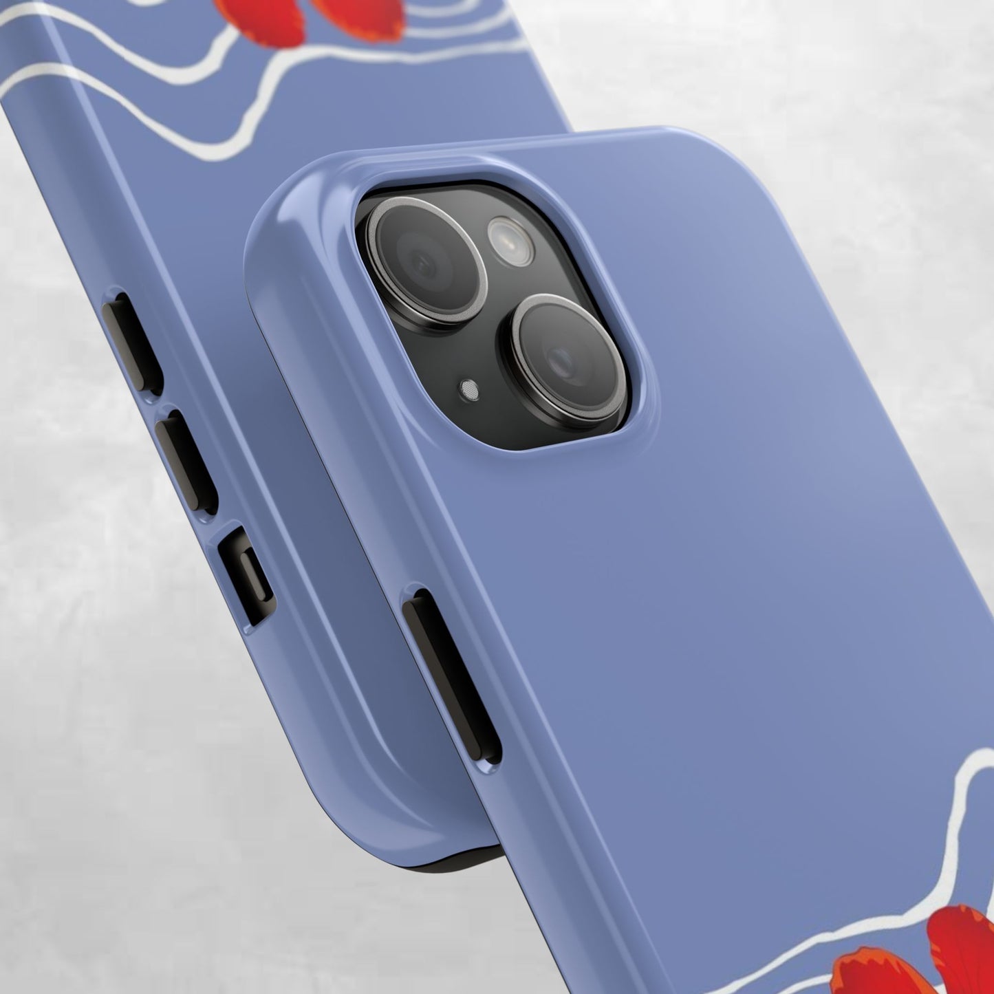 Tough Phone Case — Red Hibiscus Waves (Durable Protective Phone Cover)