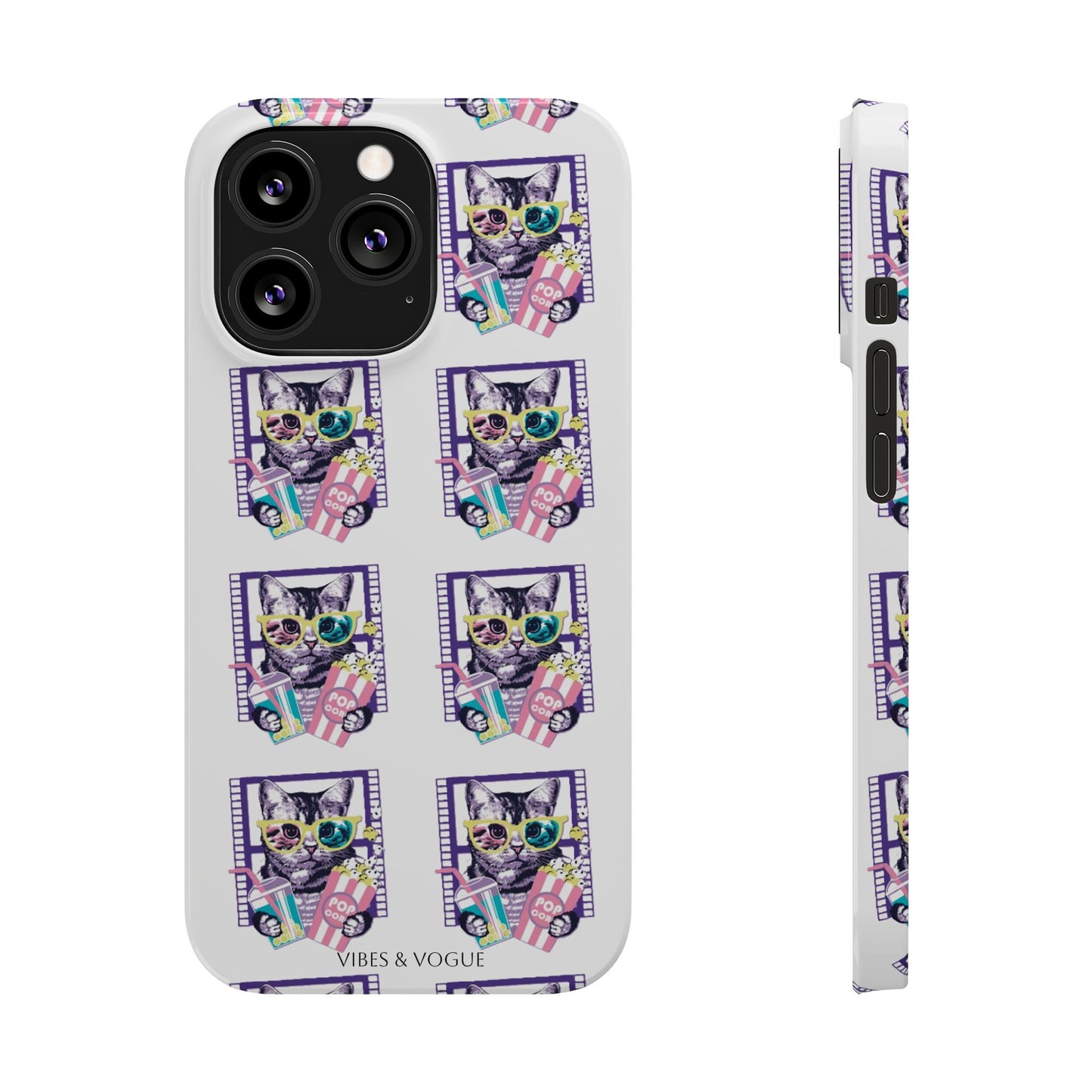 Cat Lover's Slim Phone Cases, Cute Cat Phone Covers, Pet-Themed Accessories, Gifts for Cat Lovers, Vibrant Patterned Cases