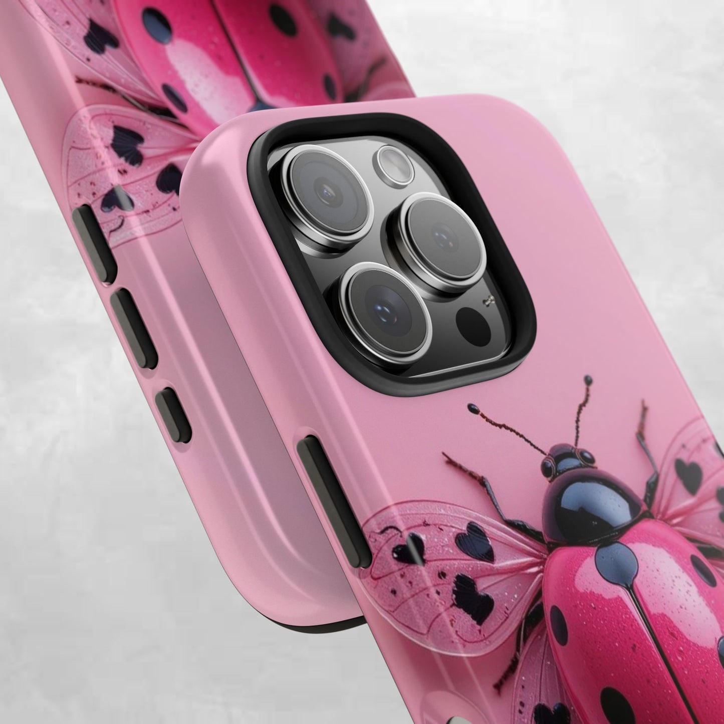 Pink Ladybug Tough Phone Case, Cute Phone Cover, Bug Lover Gift, Durable Smartphone Shell, Protective Tech Accessory