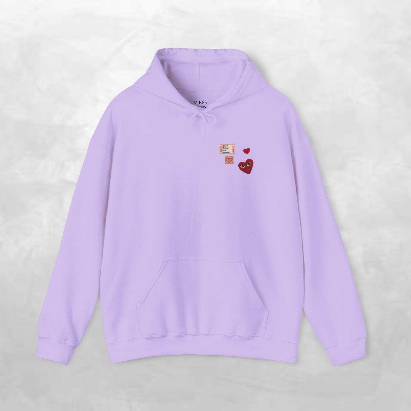 Hoodie — Tiny Vintage Valentine Hearts Chest Print