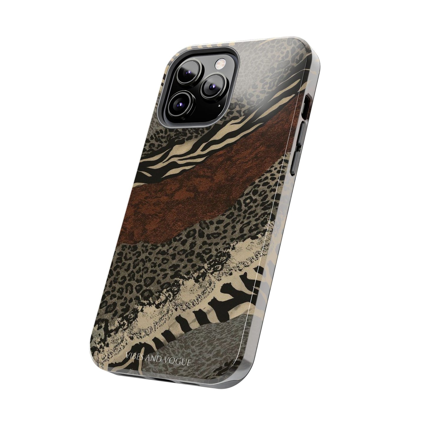 Safari Patchwork Tough Phone Case — Brown Leopard & Zebra Animal Print