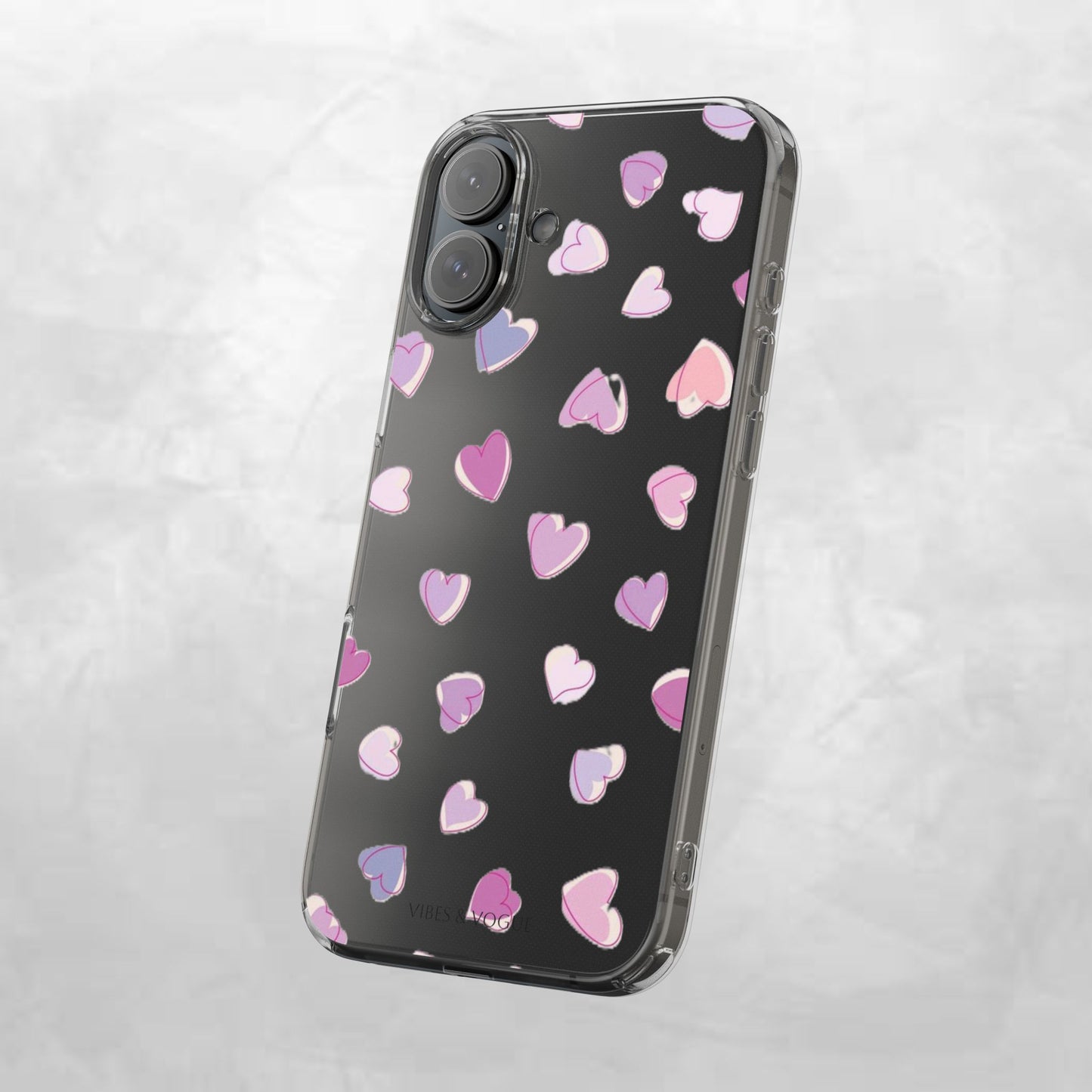 Heart Pattern Clear Case, Cute Phone Cover, Valentine's Day Gift, Trendy Phone Accessory, Love Theme Case