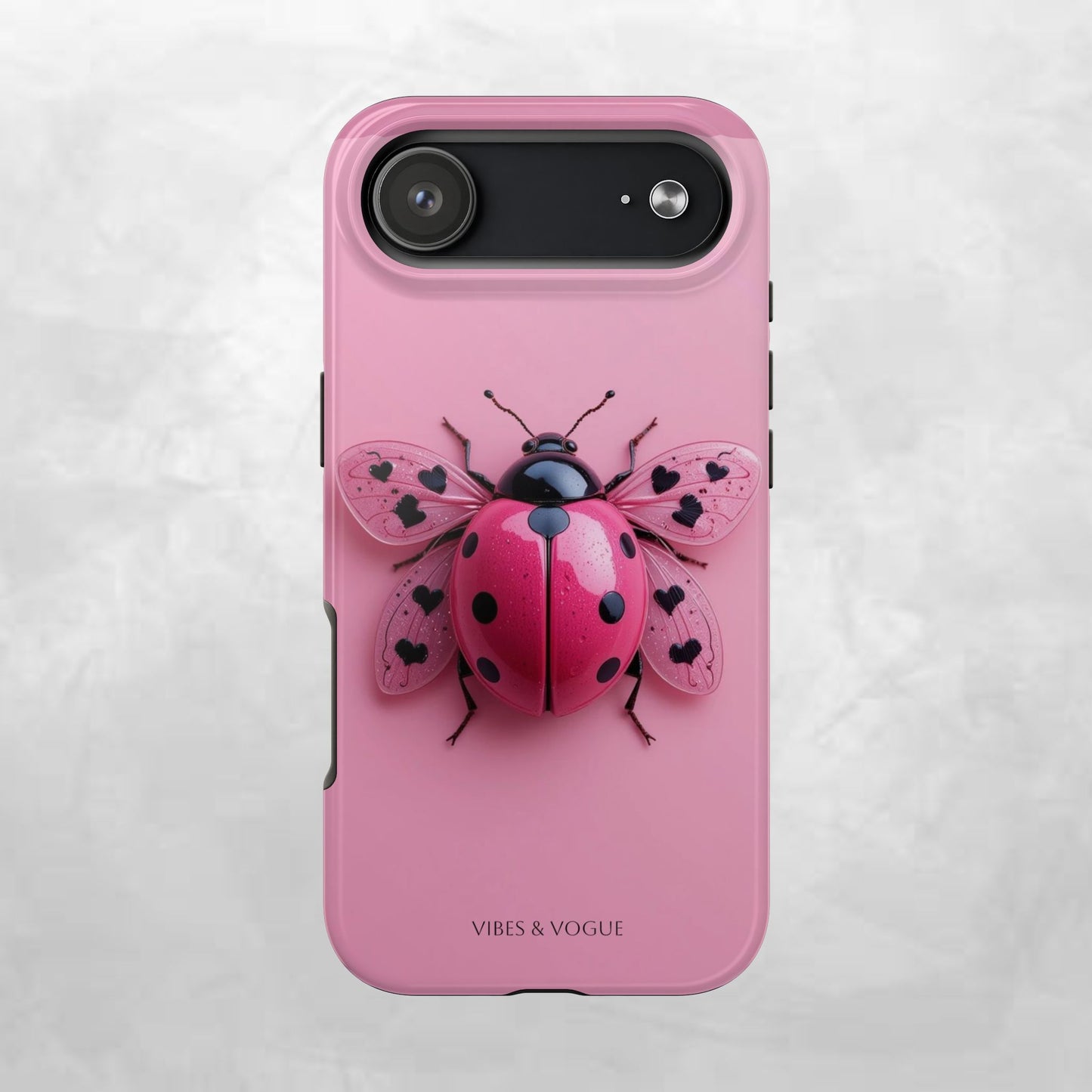 Pink Ladybug Tough Phone Case, Cute Phone Cover, Bug Lover Gift, Durable Smartphone Shell, Protective Tech Accessory