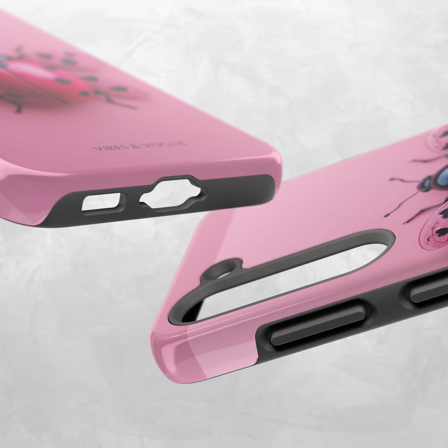 Pink Ladybug Tough Phone Case, Cute Phone Cover, Bug Lover Gift, Durable Smartphone Shell, Protective Tech Accessory