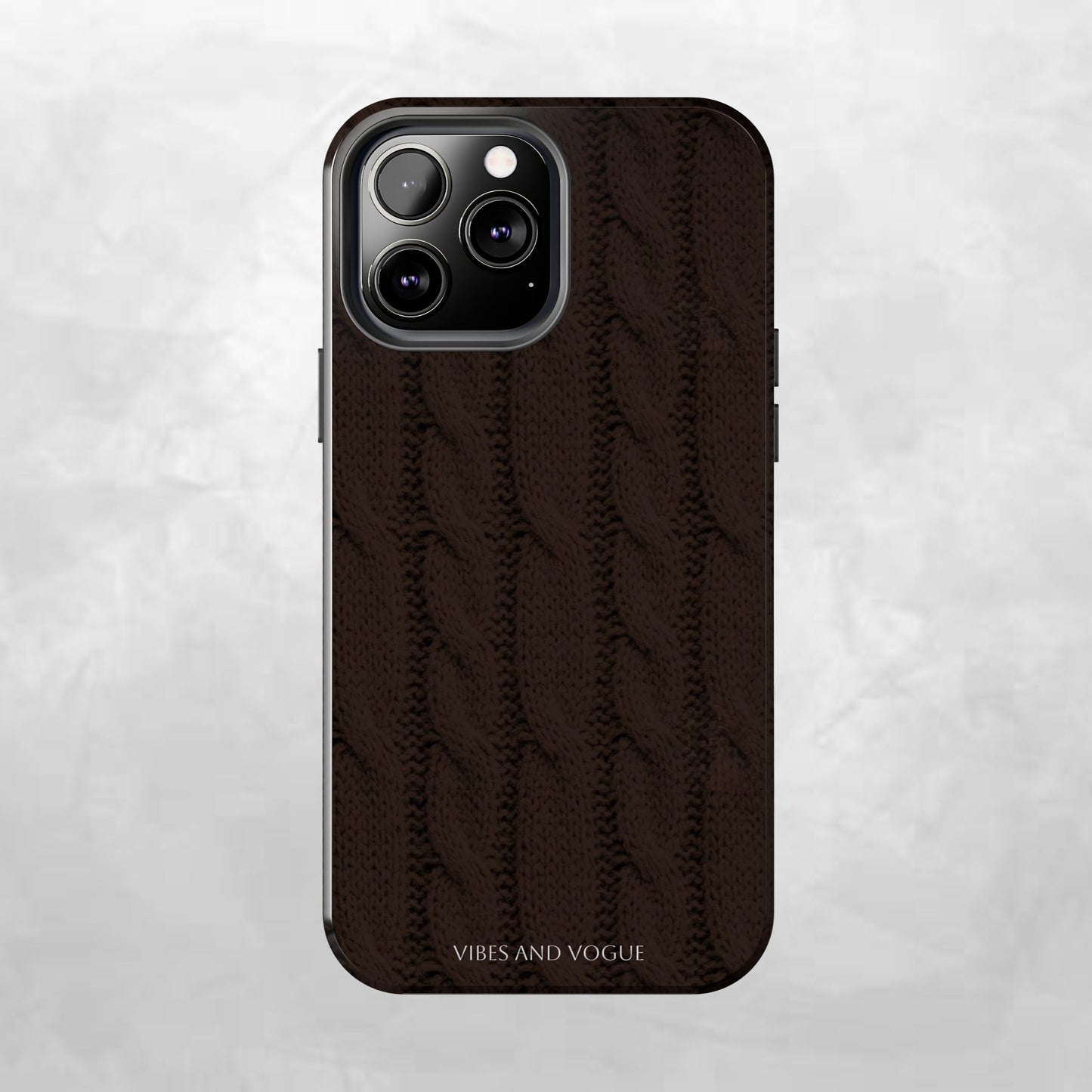 Cable Knit Chocolate Tough Phone Case — Vibes and Vogue Protective Cover