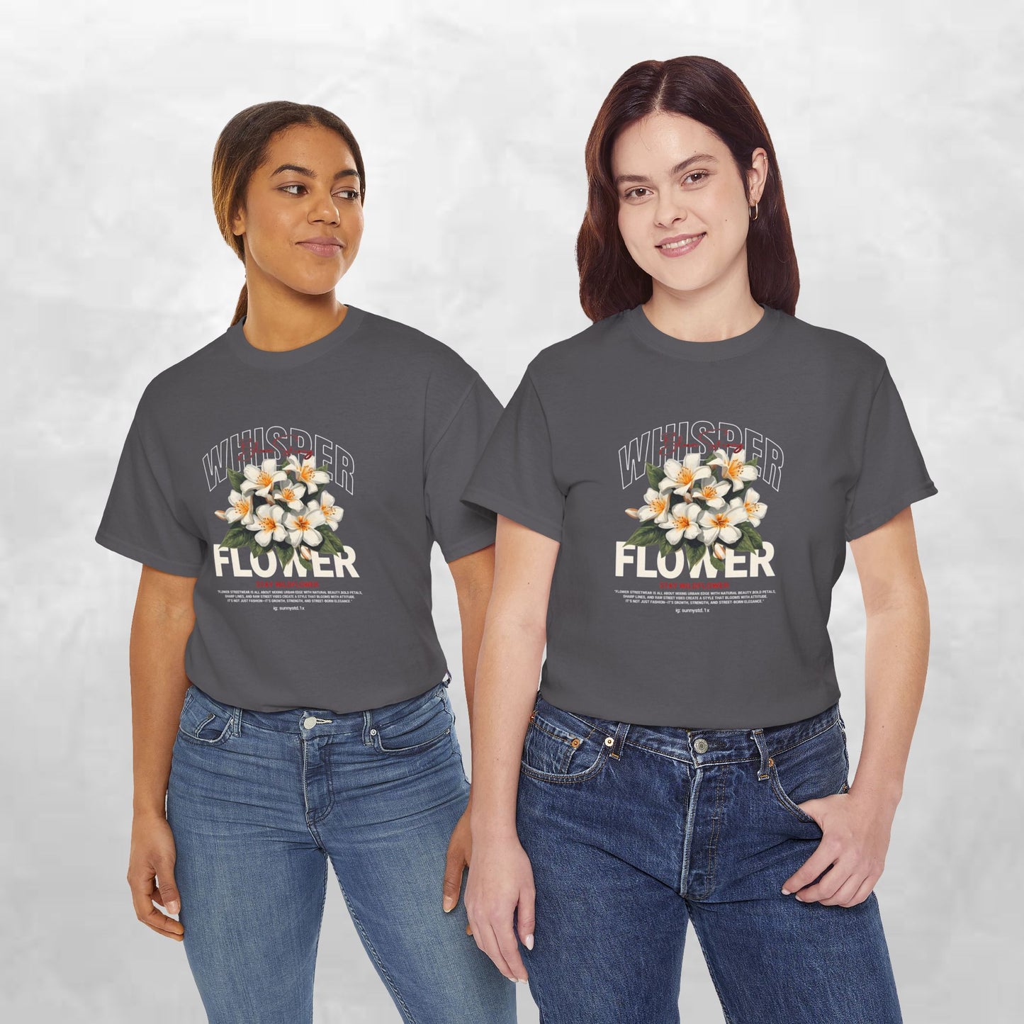 Floral "Whisper Flower" Graphic Tee — Vintage Plumeria Blossom Shirt