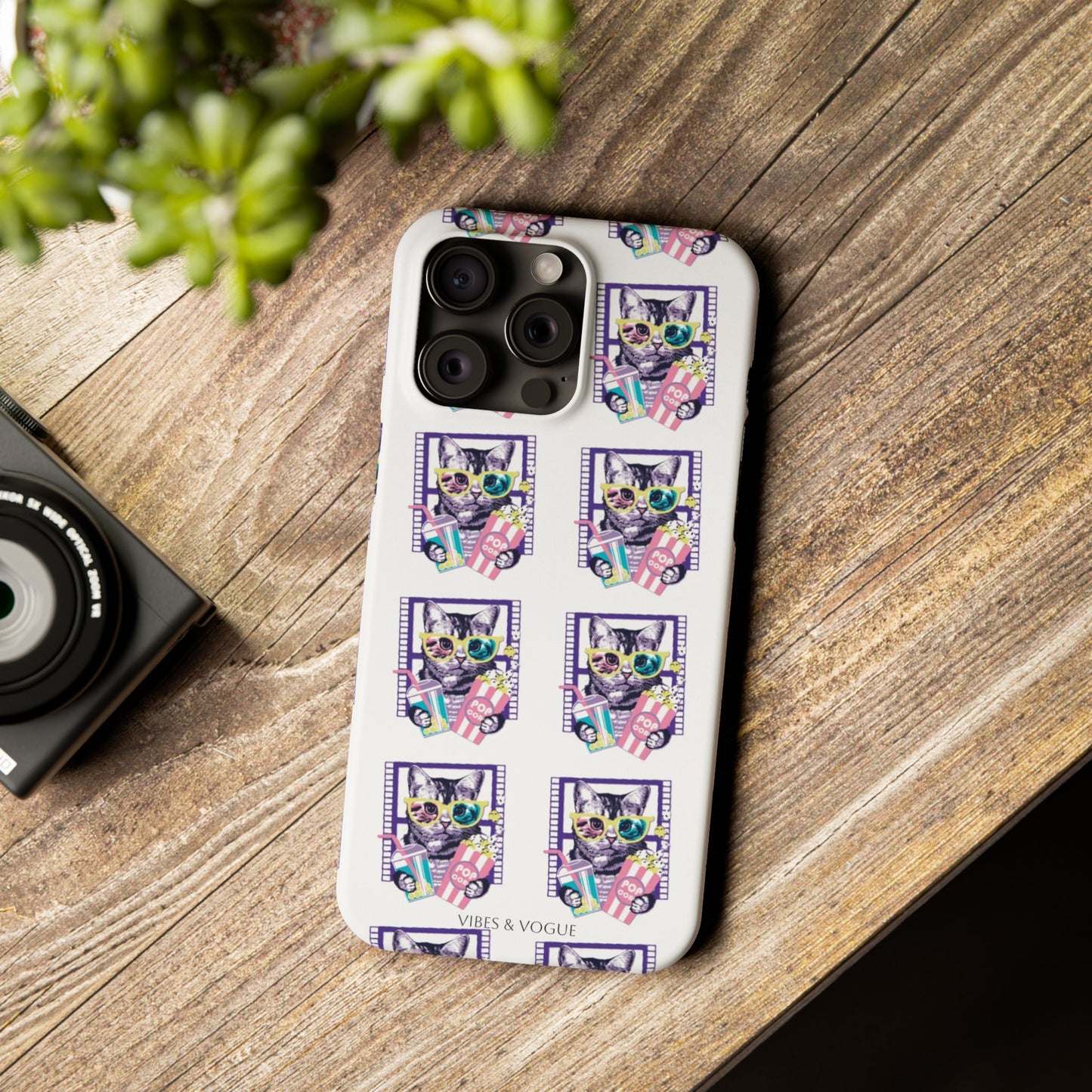 Cat Lover's Slim Phone Cases, Cute Cat Phone Covers, Pet-Themed Accessories, Gifts for Cat Lovers, Vibrant Patterned Cases