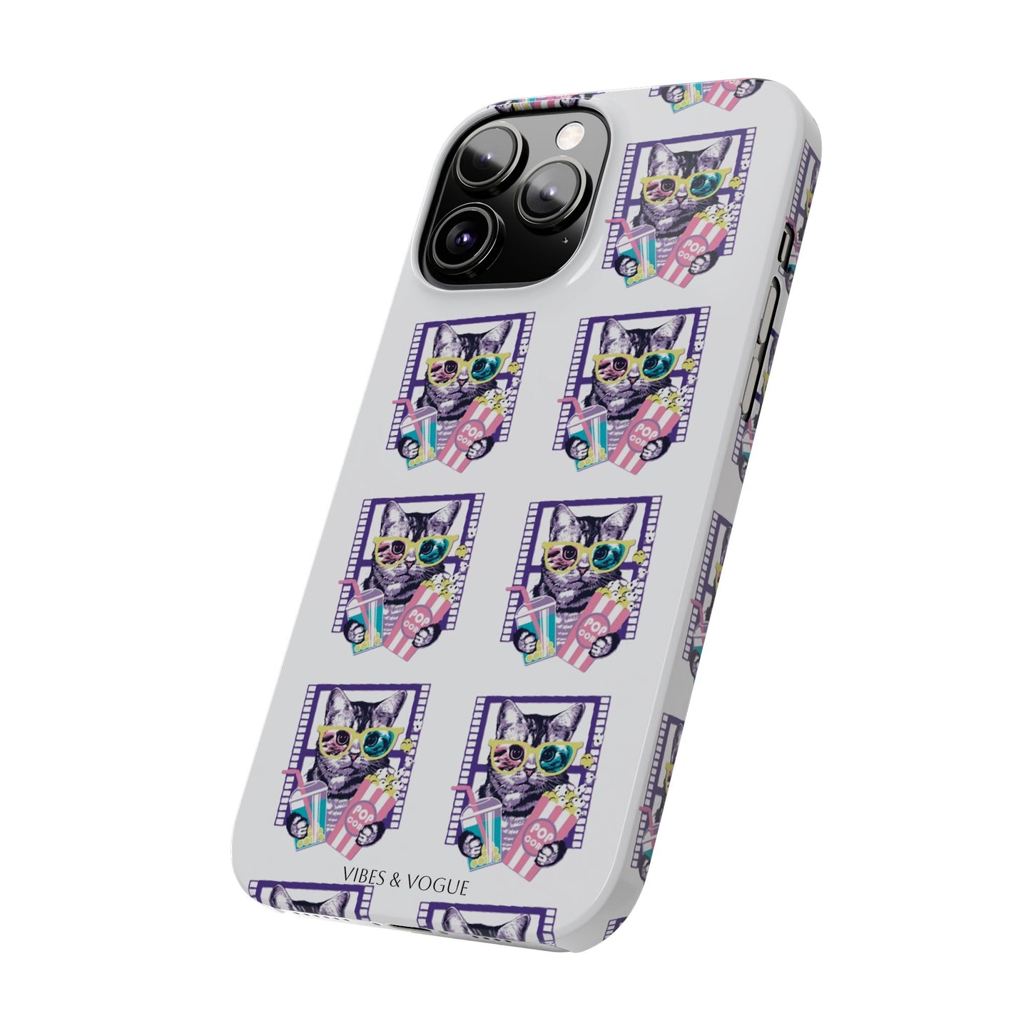 Cat Lover's Slim Phone Cases, Cute Cat Phone Covers, Pet-Themed Accessories, Gifts for Cat Lovers, Vibrant Patterned Cases