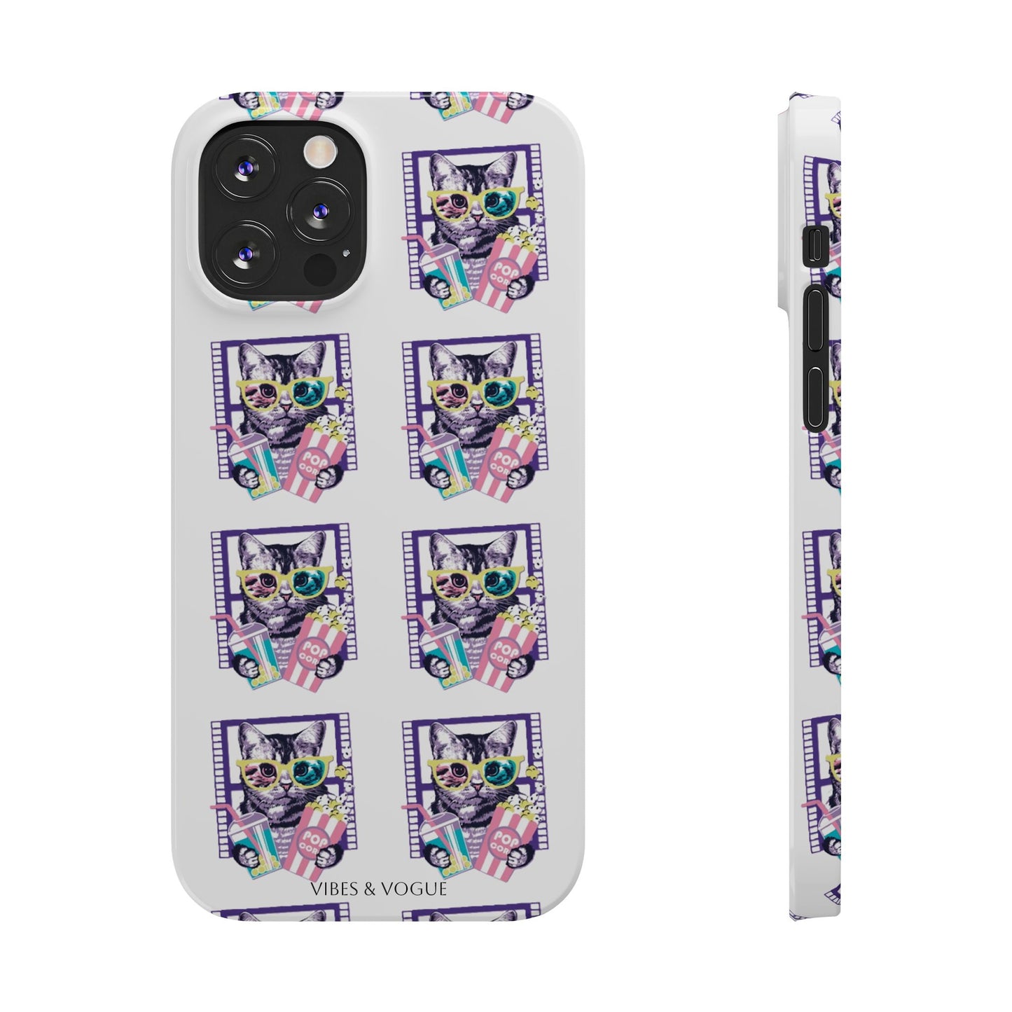 Cat Lover's Slim Phone Cases, Cute Cat Phone Covers, Pet-Themed Accessories, Gifts for Cat Lovers, Vibrant Patterned Cases
