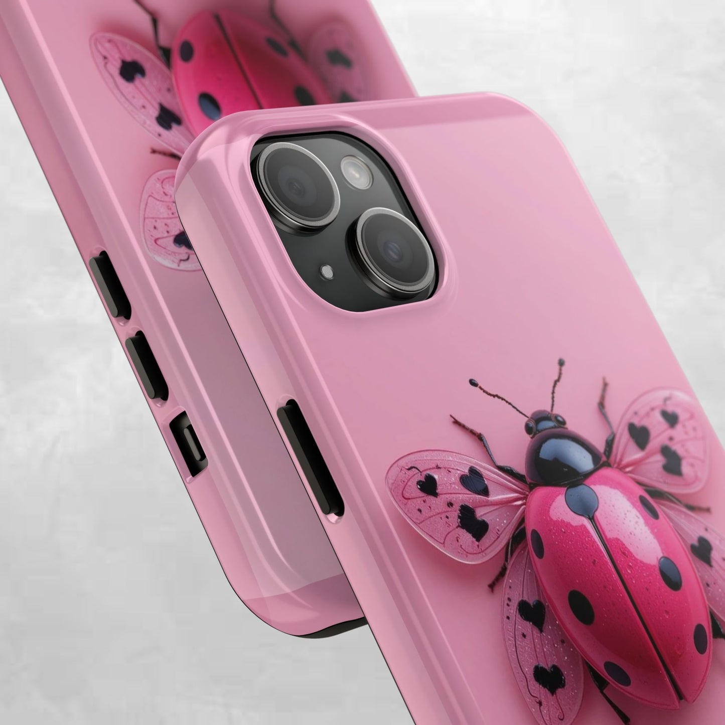 Pink Ladybug Tough Phone Case, Cute Phone Cover, Bug Lover Gift, Durable Smartphone Shell, Protective Tech Accessory
