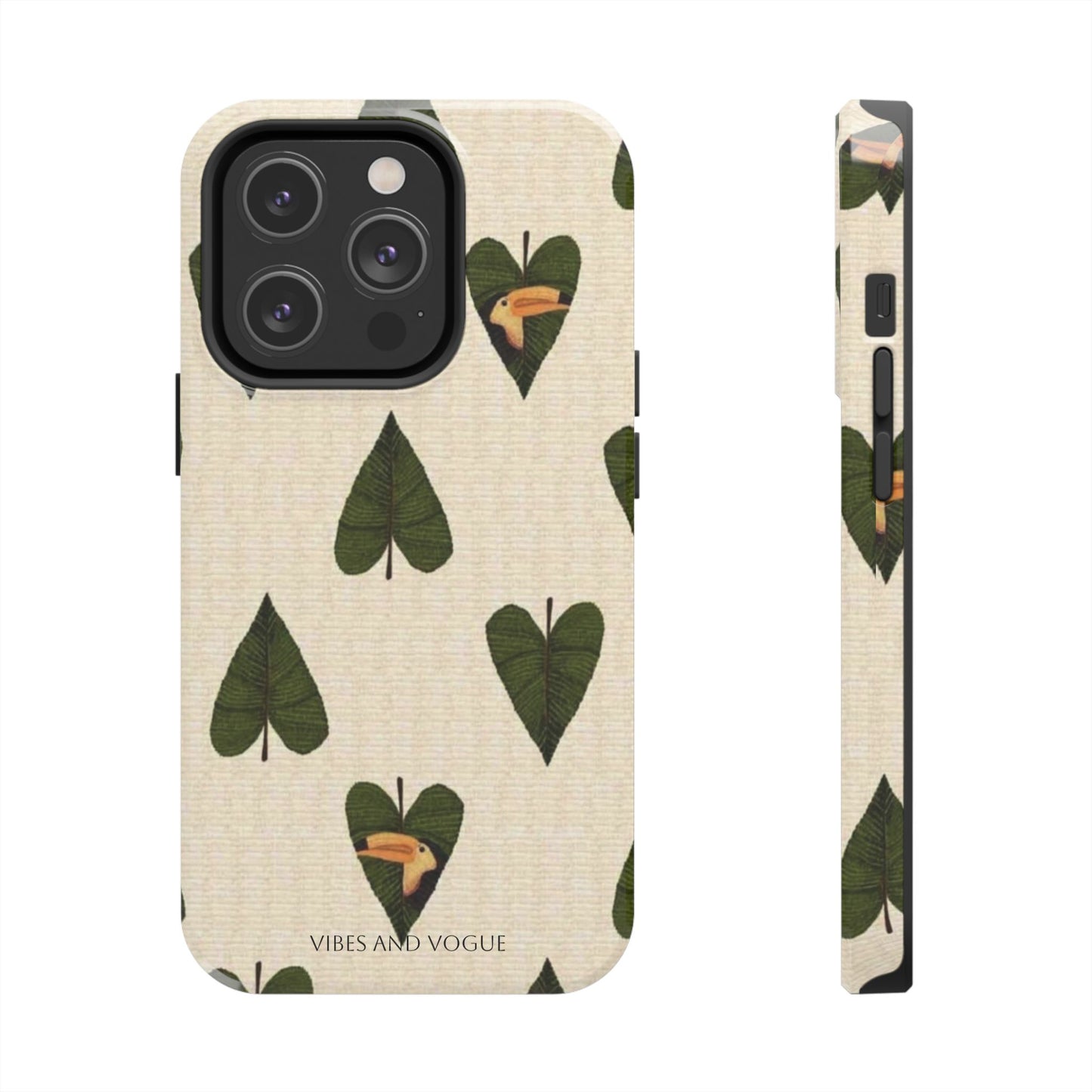 Tough Phone Case — Green Leaf Heart Pattern Tough Phone Case (Vibes and Vogue)