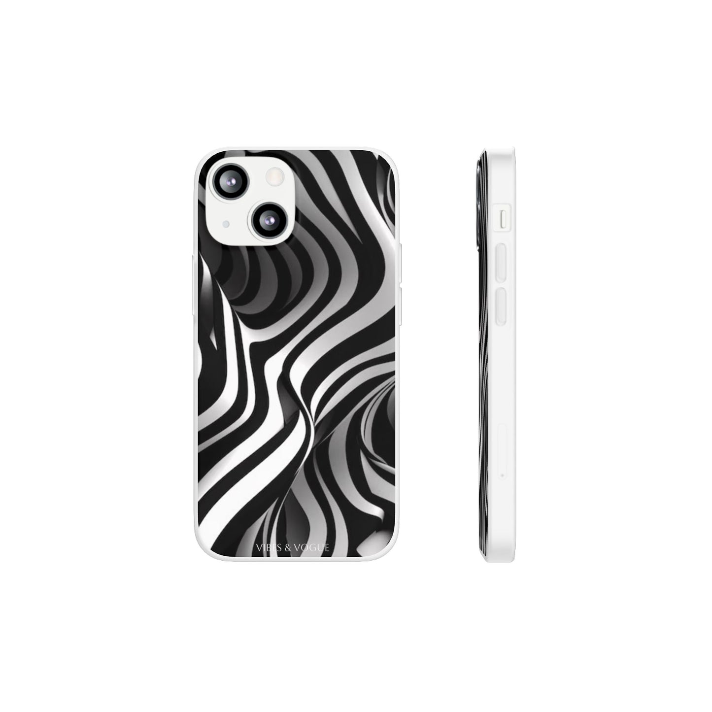 Stylish Phone Cases, Trendy Flexi Cases for iPhone, Black and White Art Case, Gifts for Him/Her, Phone Accessories, Unique Design