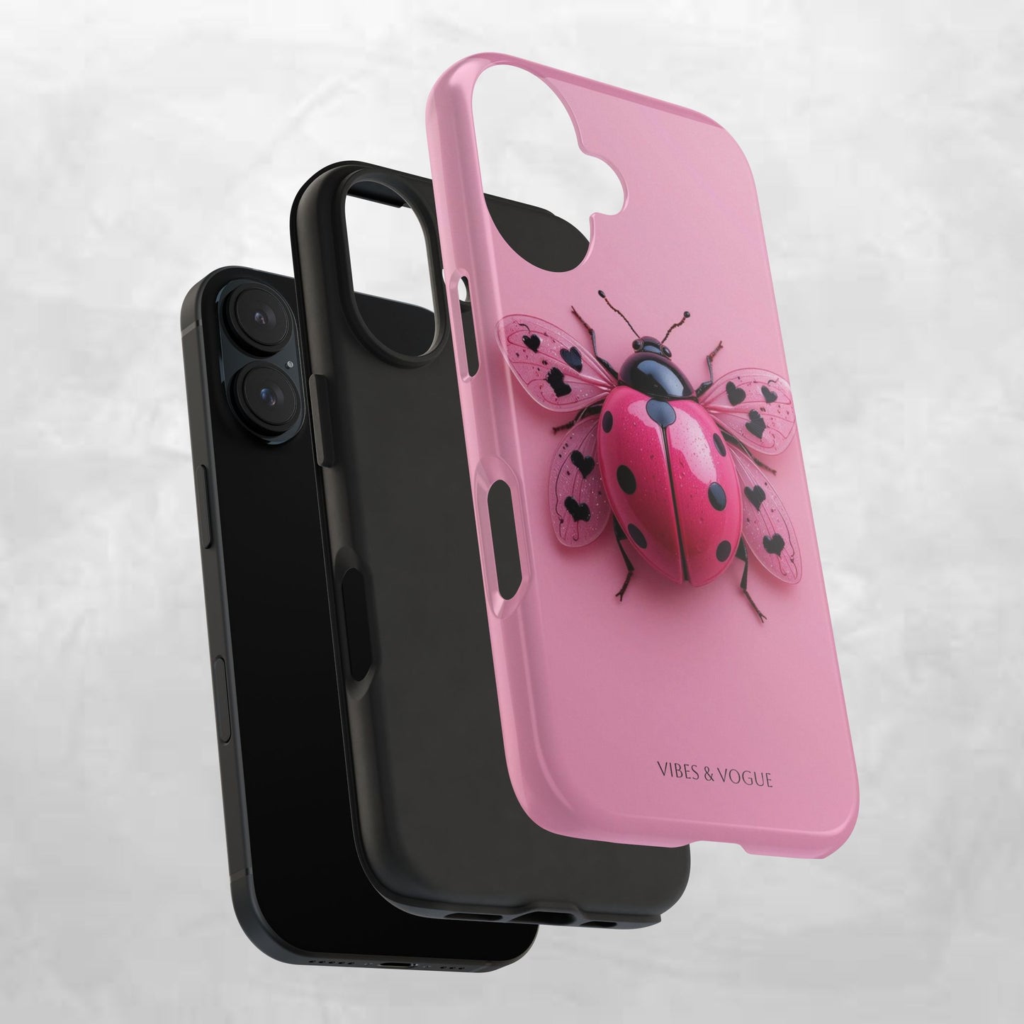Pink Ladybug Tough Phone Case, Cute Phone Cover, Bug Lover Gift, Durable Smartphone Shell, Protective Tech Accessory